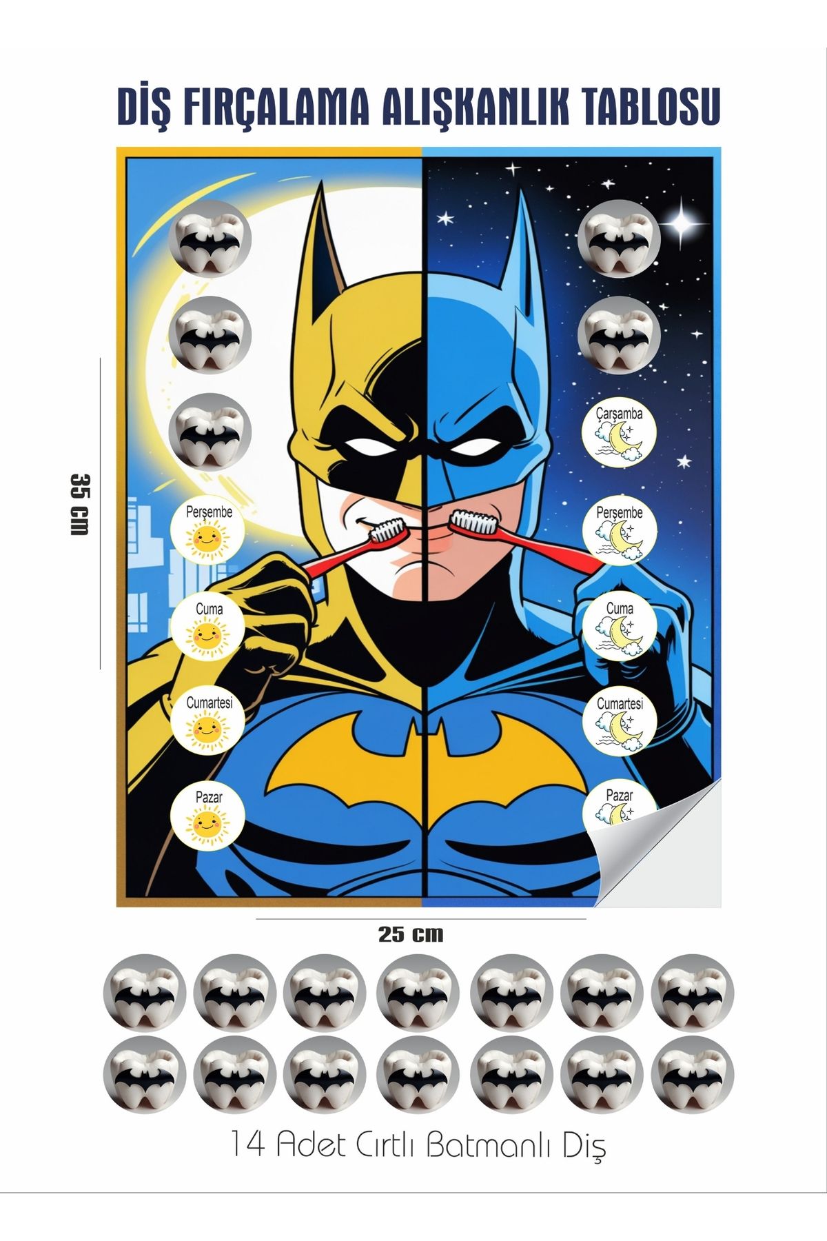 MASAL EVRENİ Çocuklar Için Batman Diş Fırçalama Alışkanlığı Panosu - Diş Fırçalama Takip Çizelge