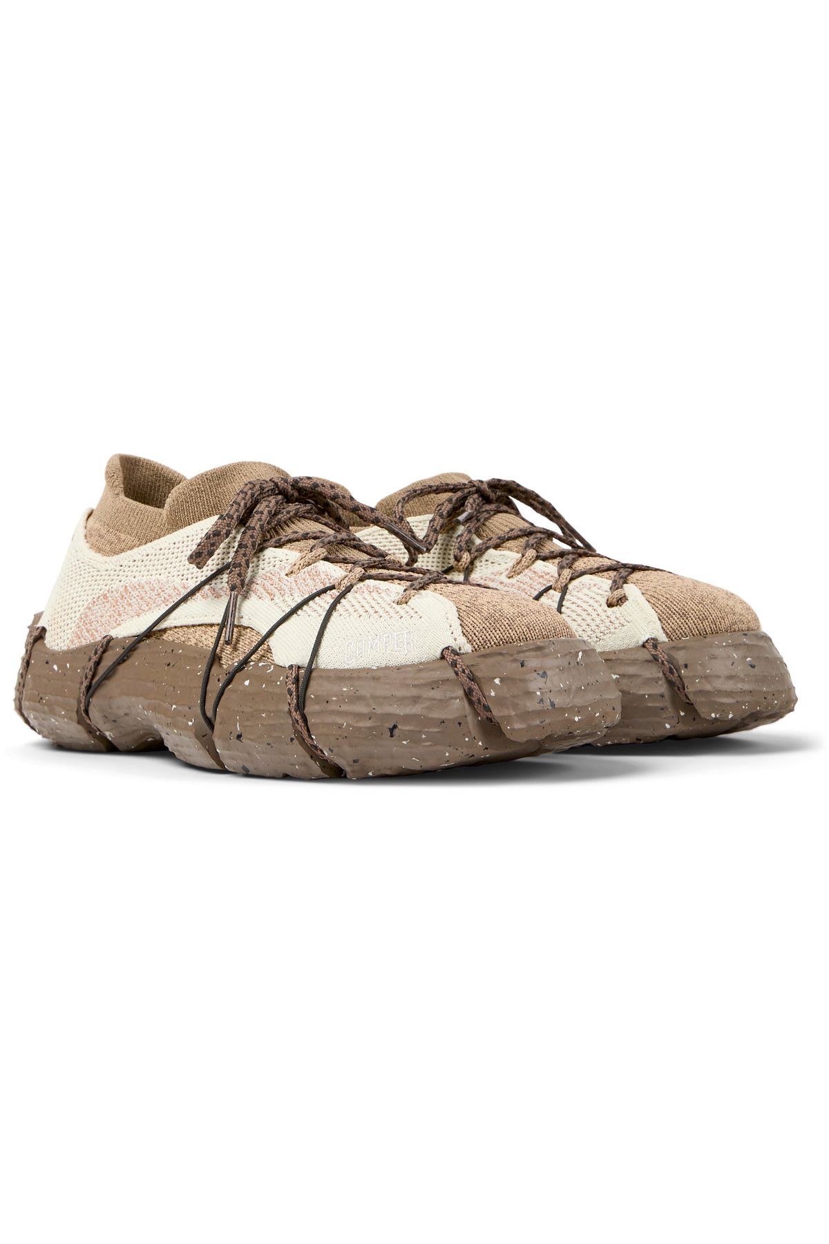 CAMPER-Women's Brown Color Block Sneaker with Hook And Loop and Removable Cushioned Lightweight Sole 1