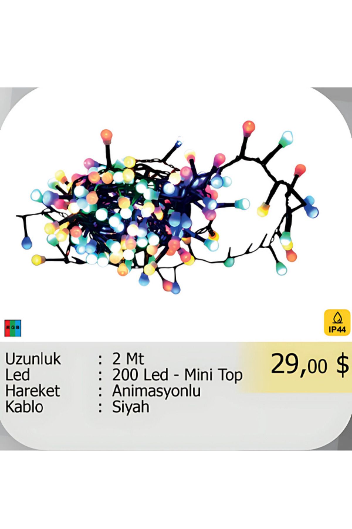 ELKHOUSE ElektrikHouse LED Peri Işığı 200 Led - Mini Top Animasyonlu - 2 Metre