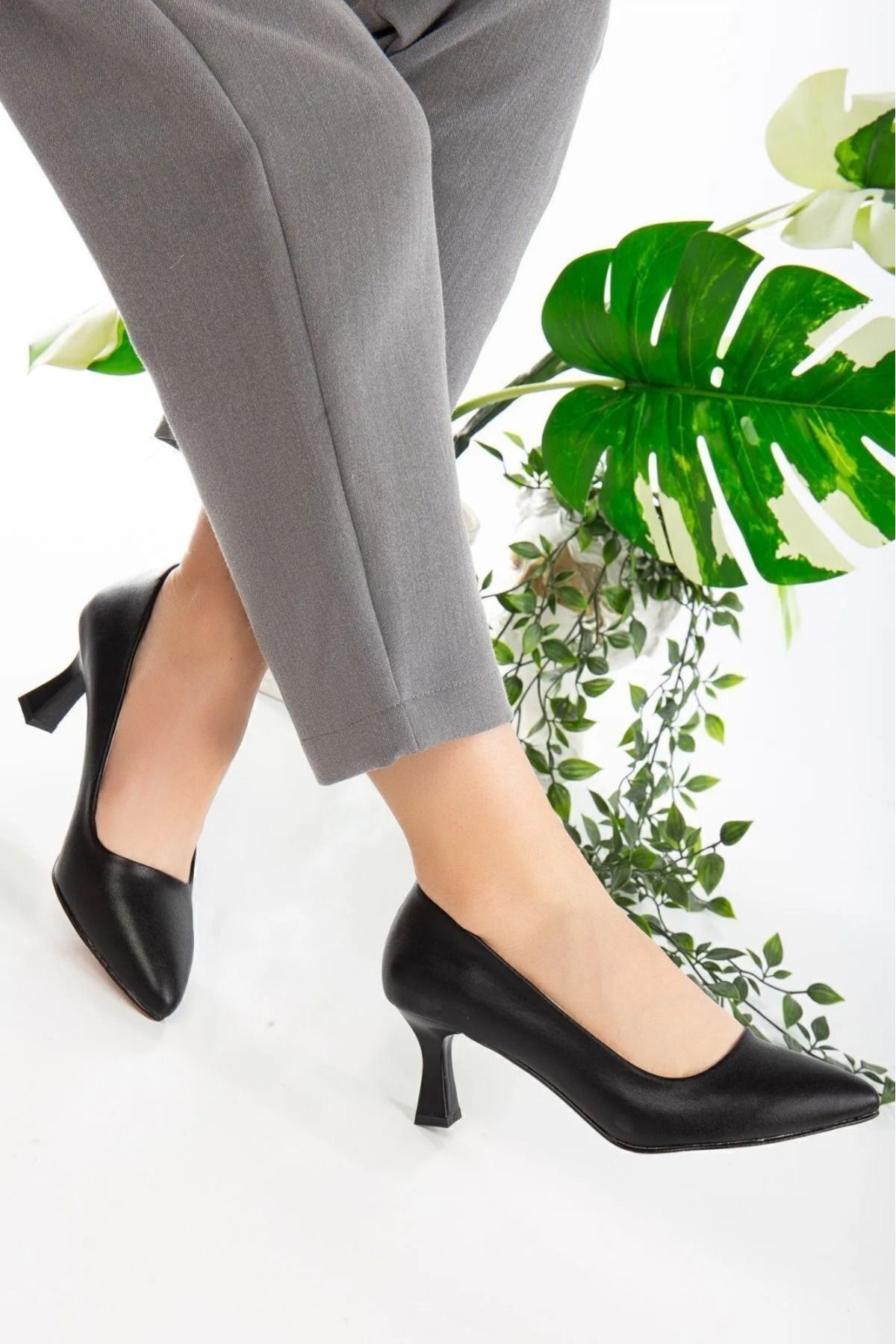 macella Stiletto Siyah Kadın Topuklu Ayakkabı Konforlu Günlük Ve Özel Gün Ayakkabsı