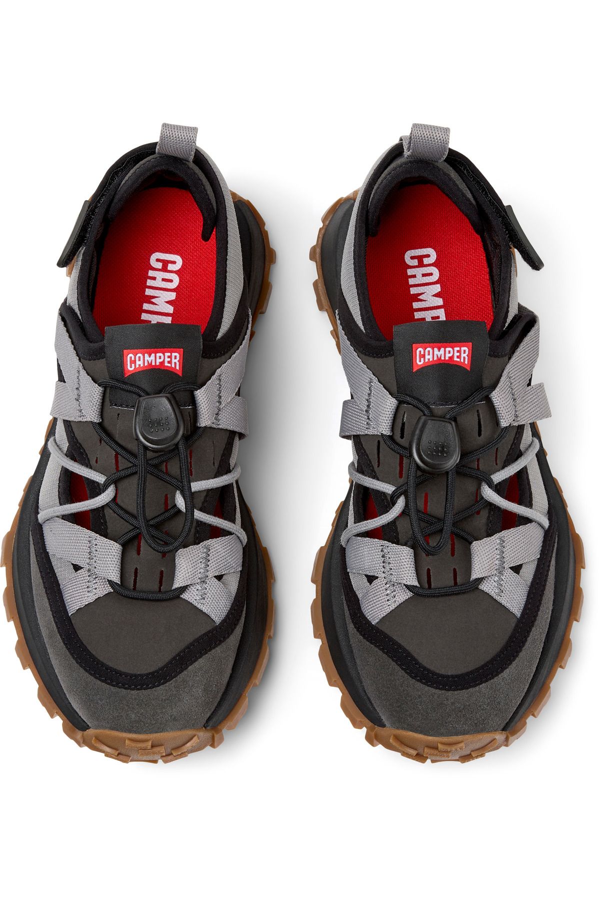 CAMPER-Women's Black Hook And Loop Running Shoes With Elastic Laces And Color Block Detail DriftTrail 3