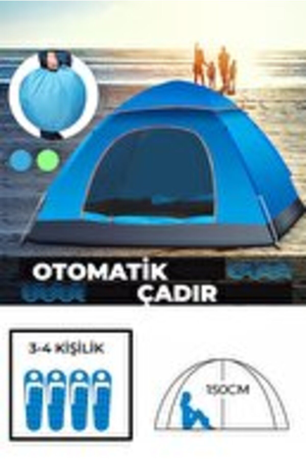 Serero Otomatik Havada Açılan Su Geçirmez Çadır 4 Kişilik
