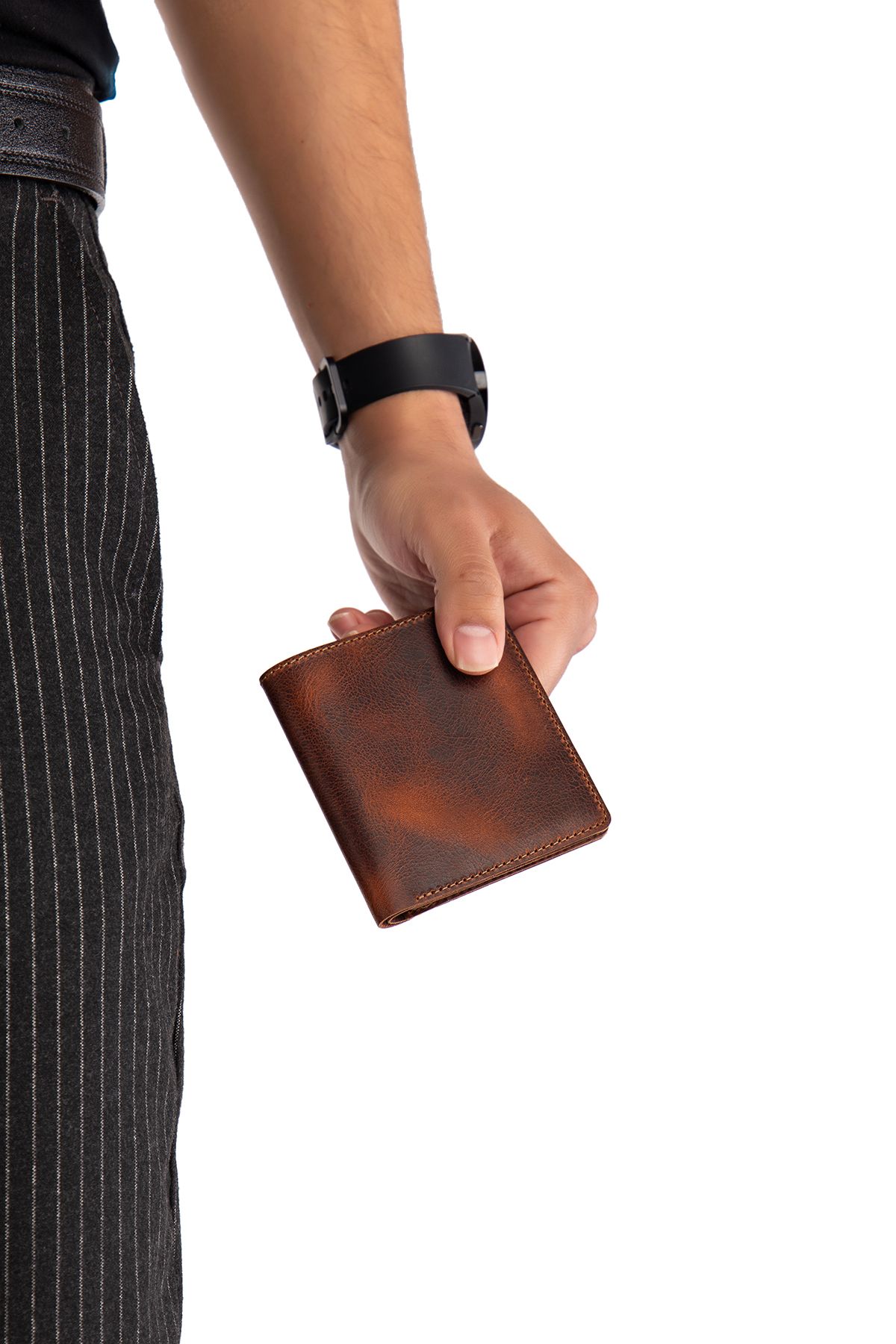 Niki Leather Fargo Hakiki Gerçek Deri Crazy Taba Cüzdan Para Koyma Bölmeli Kartlık ve Mıknatıs Kapama