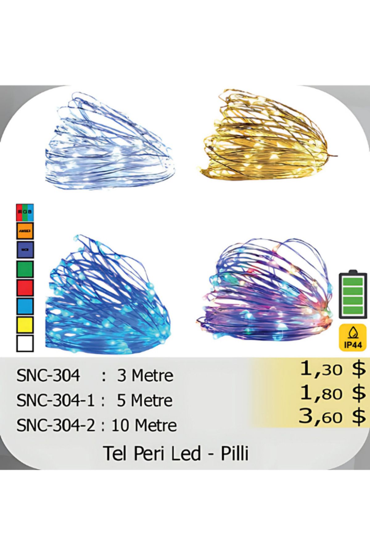 ELKHOUSE ElektrikHouse LED Tel Peri Pilli - 3 Metre - 5 Metre - 10 Metre