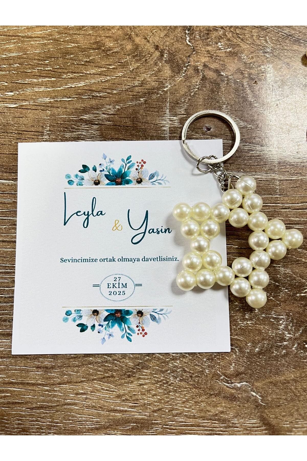 HEN GSM kisisellestirilebilir kart 15 adet inci yıldız anahtarlık nikah düğün kına nişan sünnet hafizlik
