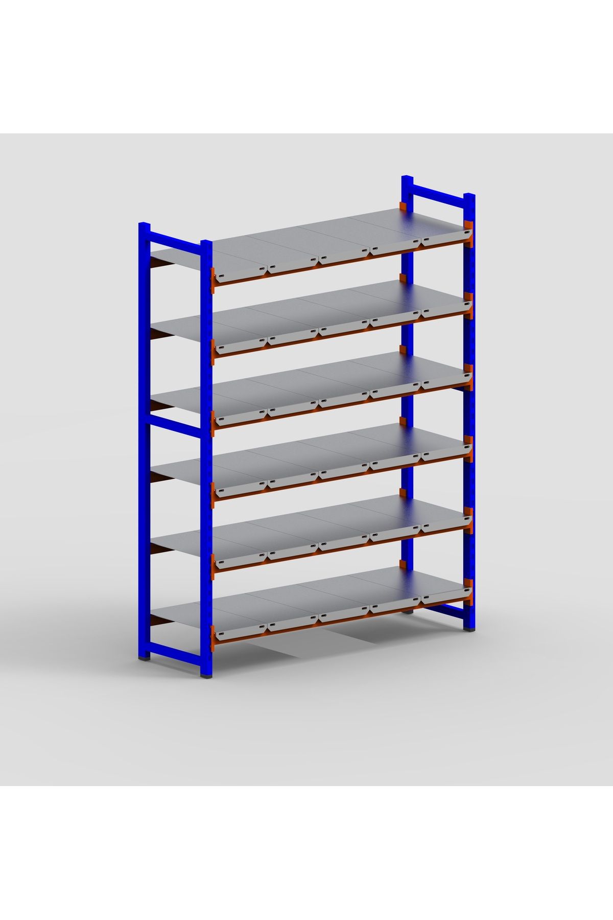 RafBurada 6 Katlı Depo Rafı - 300-350 Kg Taşıma Kapasiteli Hafif Rack Raf 60x180x250 cm