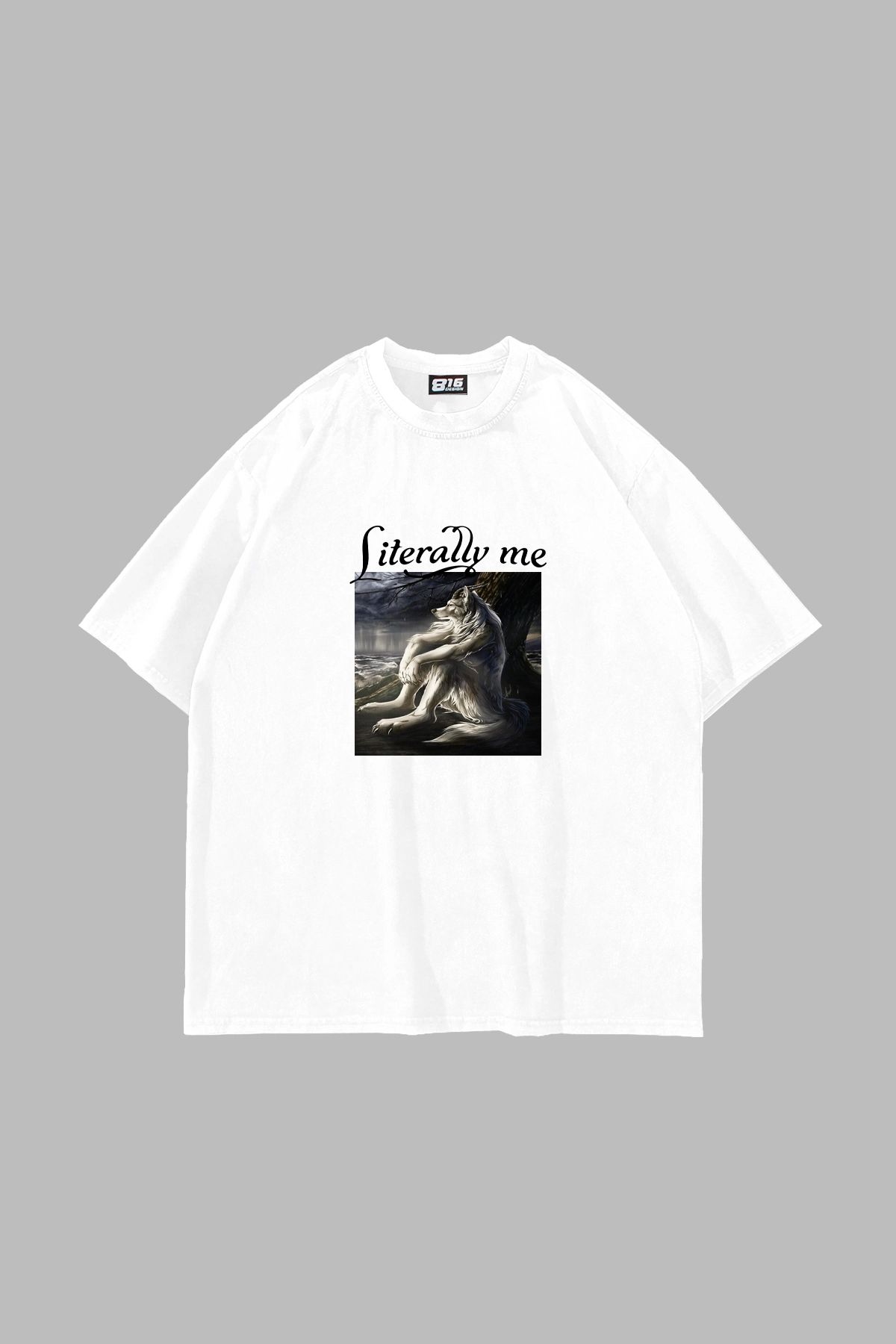Sekizbiraltı Literally Me Baskılı Oversize Unisex Beyaz Tshirt