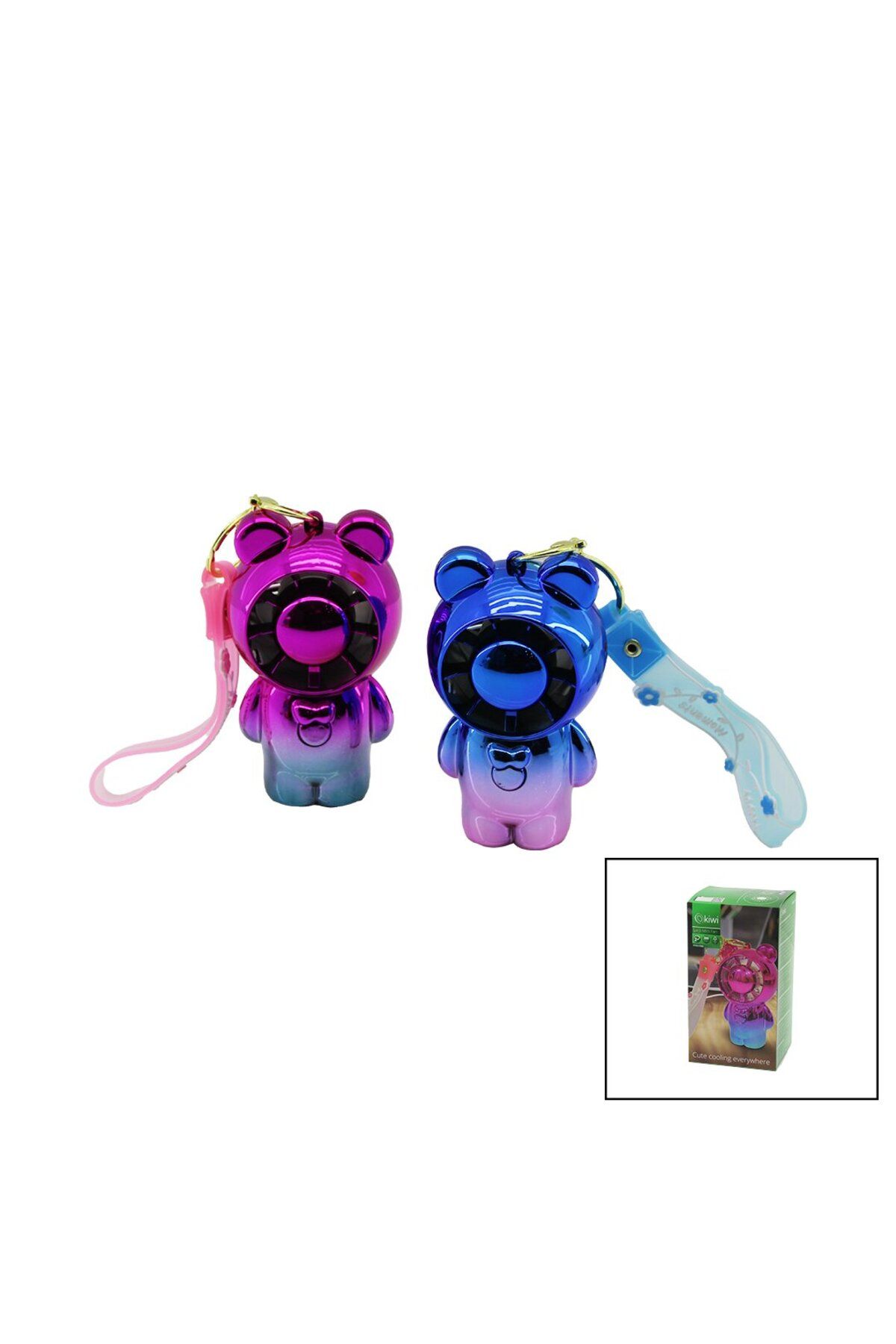 Mu Art Ahşap Kiwi Kfan-7400 Ayicik Modeli El Tipi - Masa Üstü Mini Fan Usb Şarjli Anahtarlikli 2-kademe H