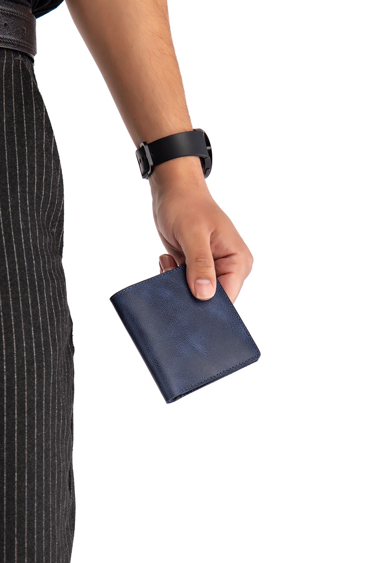 Niki Leather Fargo Hakiki Gerçek Deri Cüzdan Mavi Para Koyma Bölmeli Kartlık ve Mıknatıs Kapama