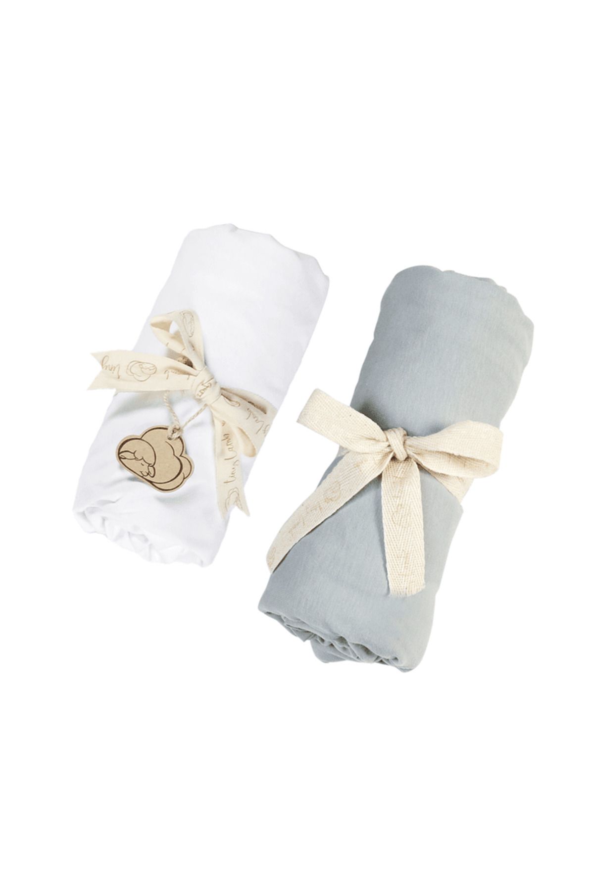 tinylamb Organik Beyaz - Mint Renk Lastikli Bebek Çarşafı 60x120cm - 2 Adet