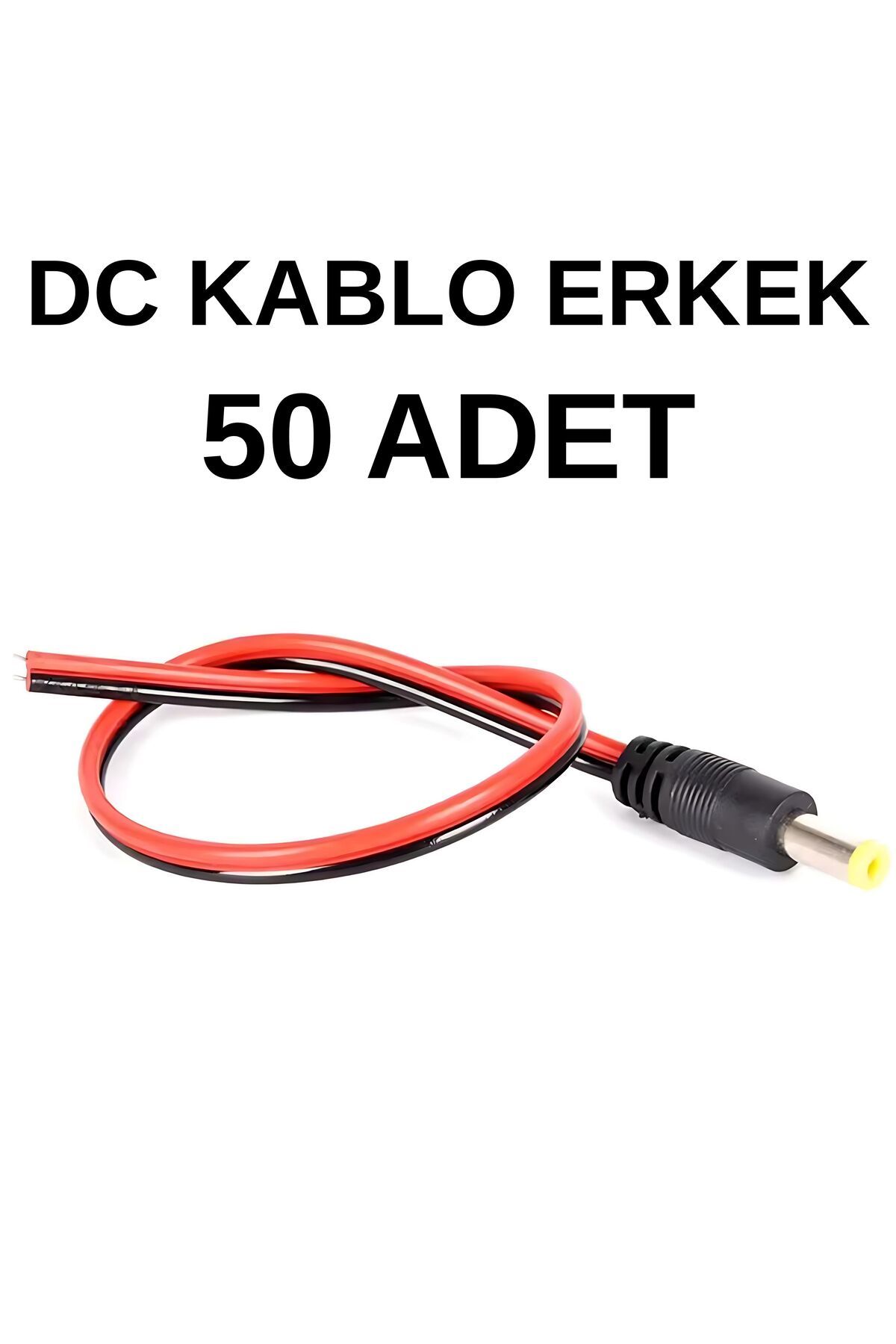 SpeedUF 5.5x2.1 mm Erkek DC Adaptör Kablosu 20 cm - 50 Adet, 12V Kamera & LED Uyumlu