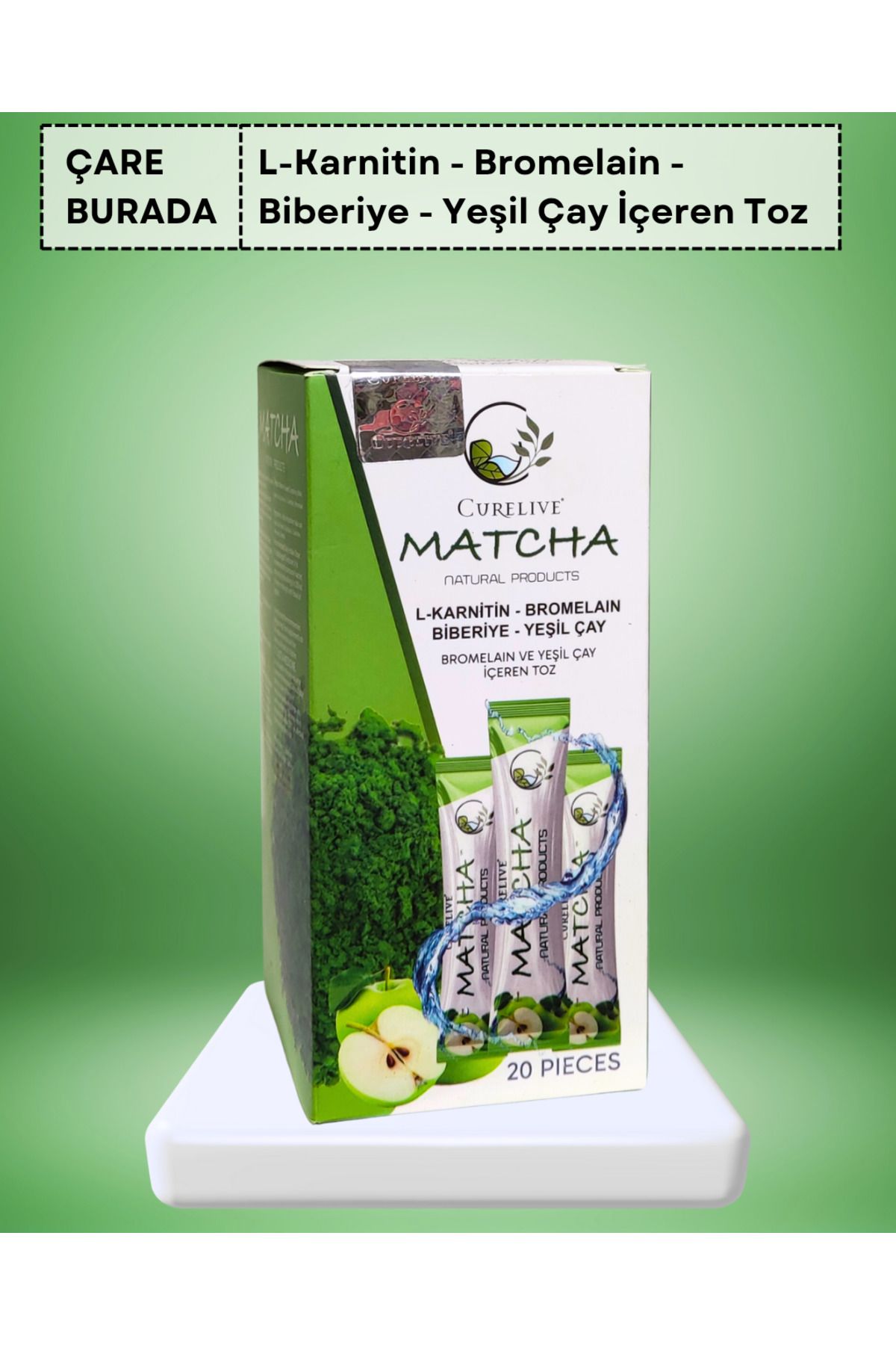Çare Burada Matcha (L-Karnitin, Biberiye, Bromelain, Yeşilçay)