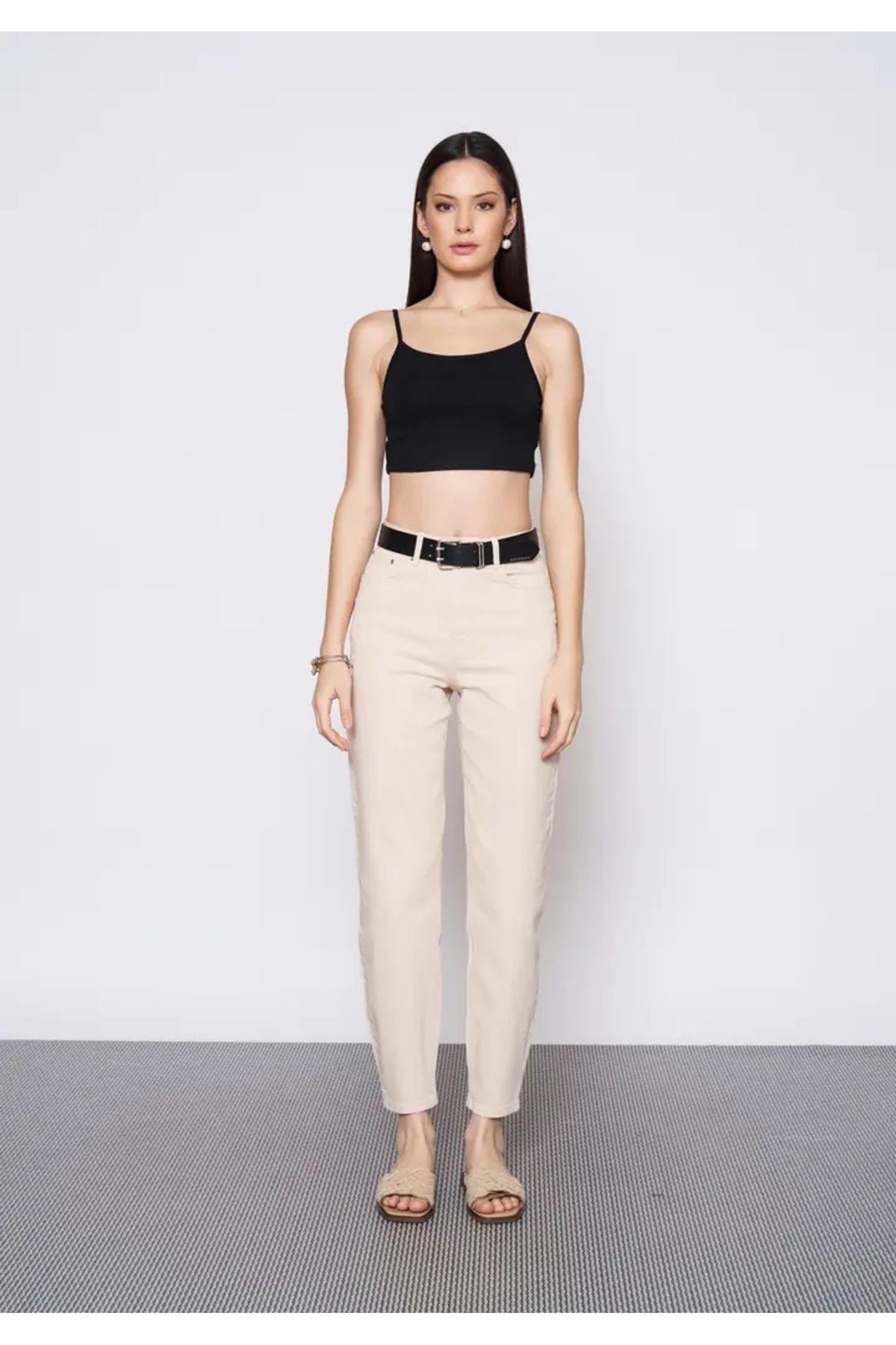 EUROFASHION Bej Lena Denim Pantolon