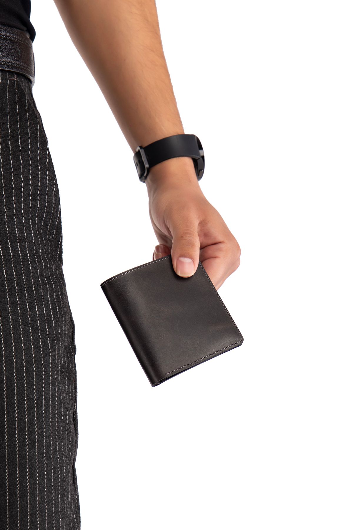 Niki Leather Fargo Hakiki Gerçek Deri Düz Siyah Cüzdan Para Koyma Bölmeli Kartlık ve Mıknatıs Kapama
