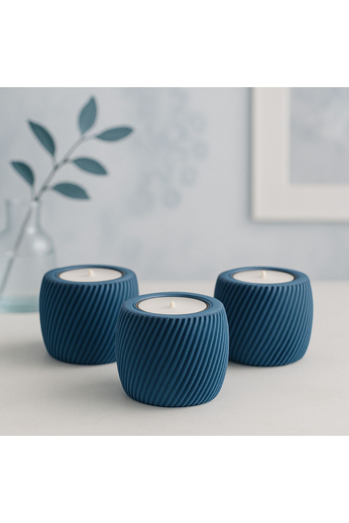 Baalaa Üçlü Tealight Dekoratif Mumluk Seti - Tasarım Mumluk Seti - Hediyelik Ürünler -Cosy Home-Mum Hediye