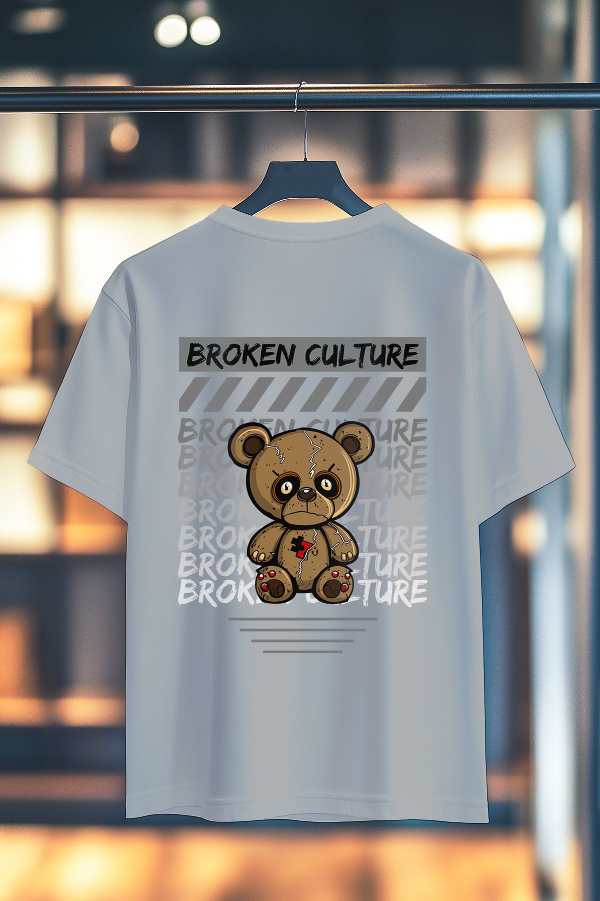 BookOrBook Broken Culture %100 Pamuk Premium Kalite Sırt Baskılı T-Shirt