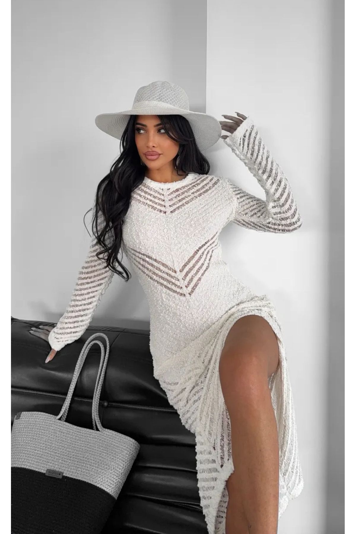 Noi Belis Maxi Boy Doku Detaylı Bisiklet Yaka İnce Yazlık Elbise SS25EL0013