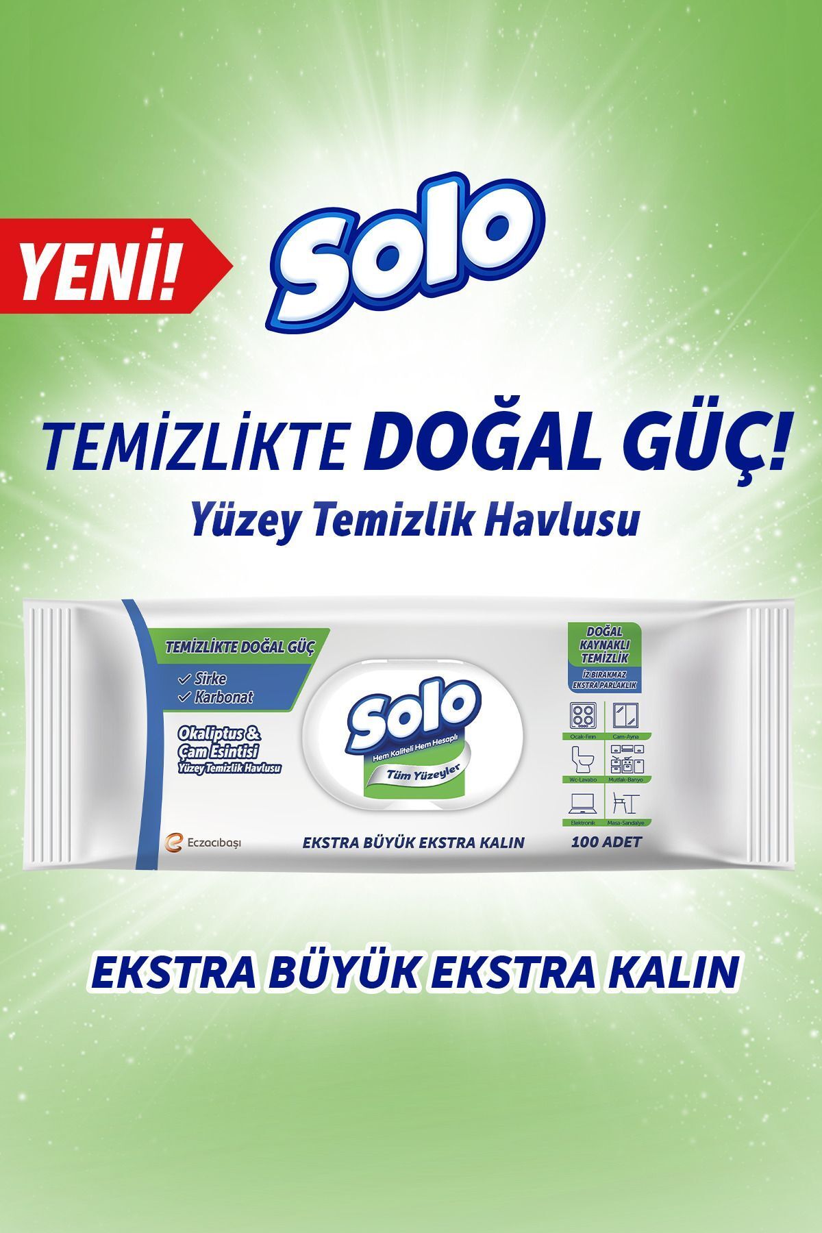 Solo Yüzey Temizleyici Havlu Okaliptus Cam Esintisi 100'lü 6 Adet