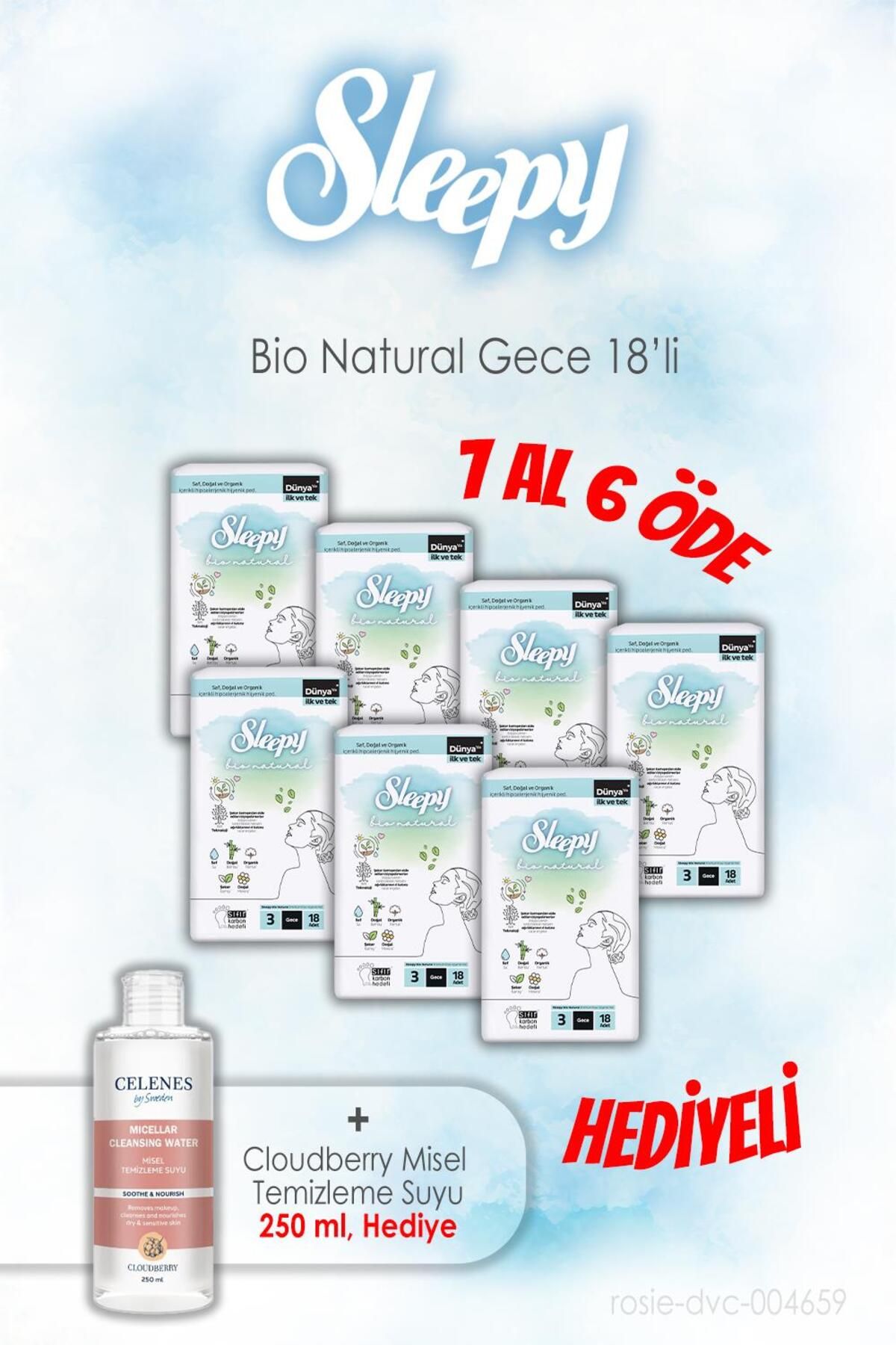 Sleepy 7 AL 6 ÖDE Sleepy 18'li Bio Natural Gece ve 250 ML Temizleme Suyu