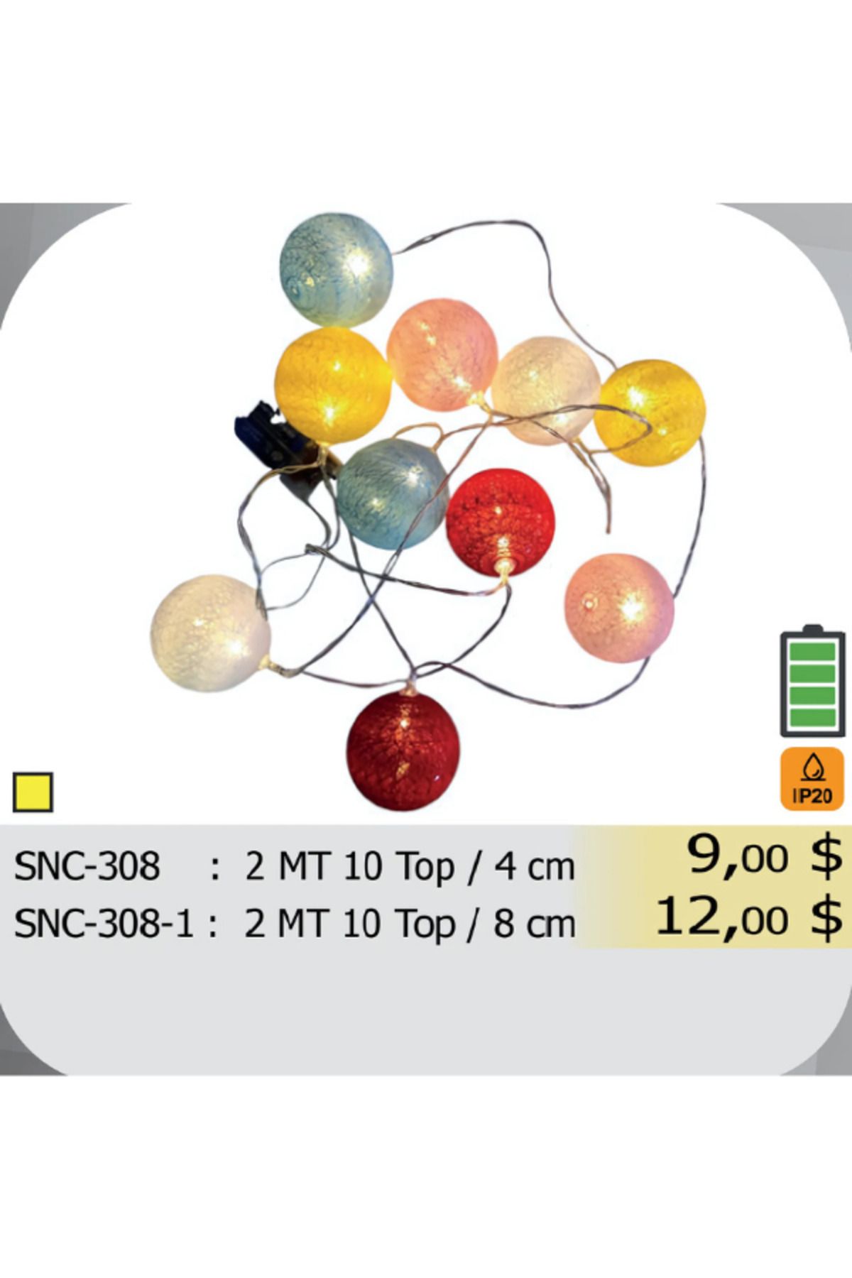 ELKHOUSE ElektrikHouse LED Peri Işığı 10 Top 4cm - 8cm