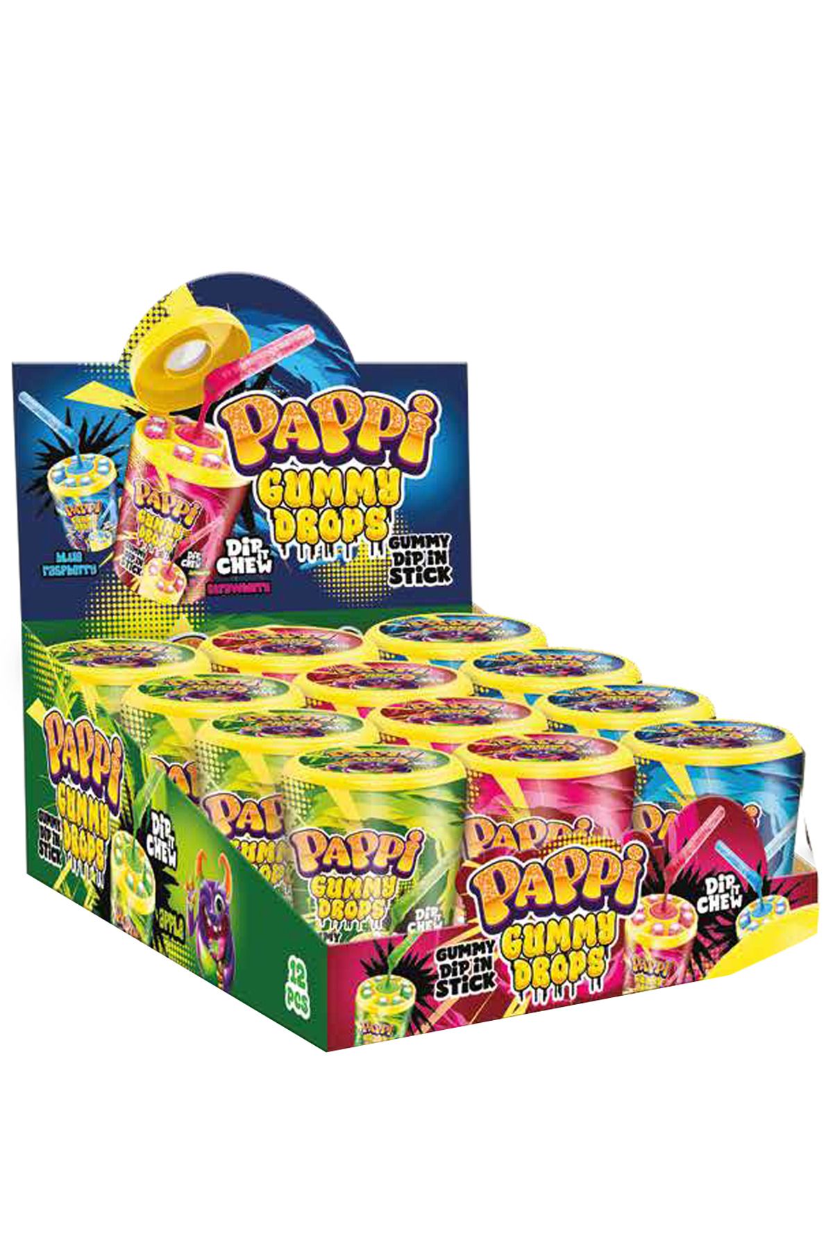 pappi Gummy Drops Sticks 55 Gr. x 12 Adet