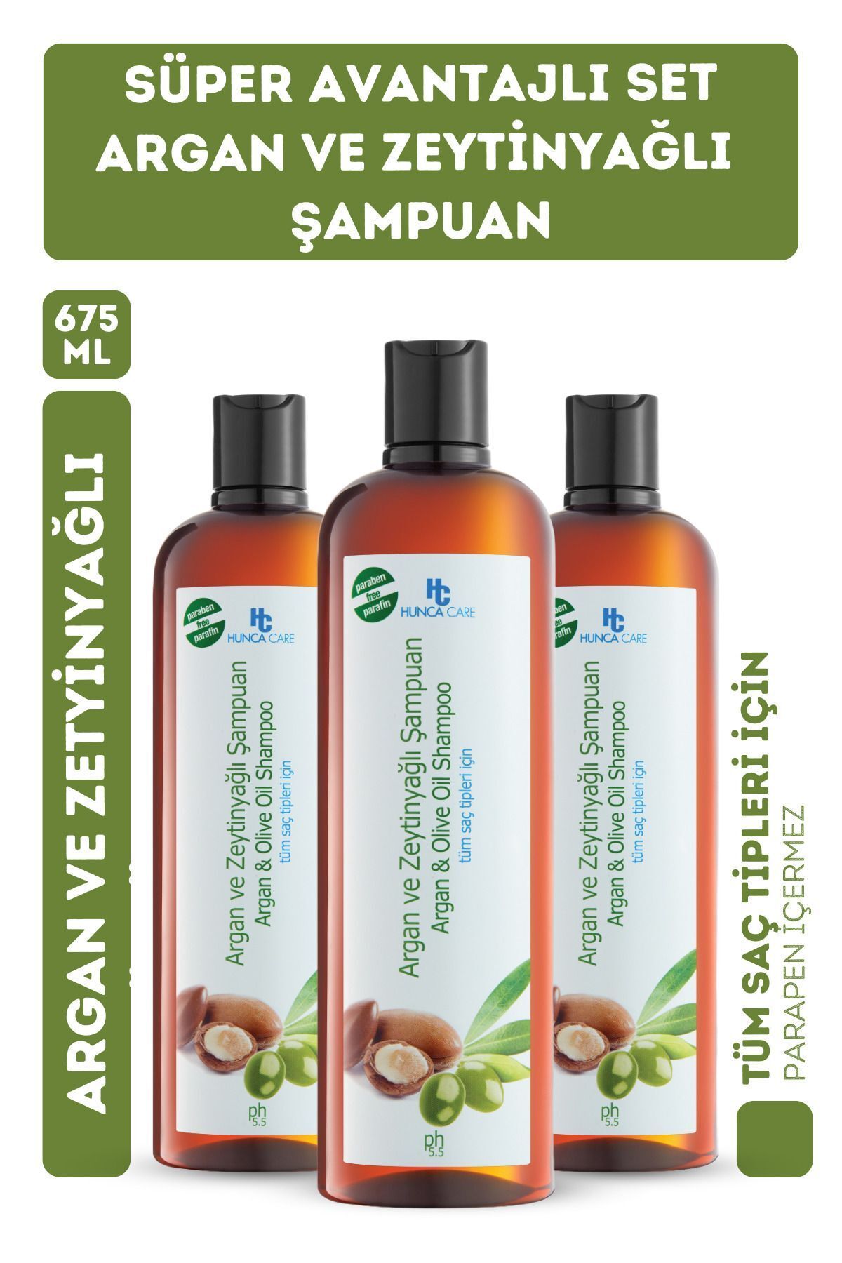 Seddar Collection Hunca Care Argan ve Zeytinyağlı Saç Şampuanı 700 ml 3 Adet
