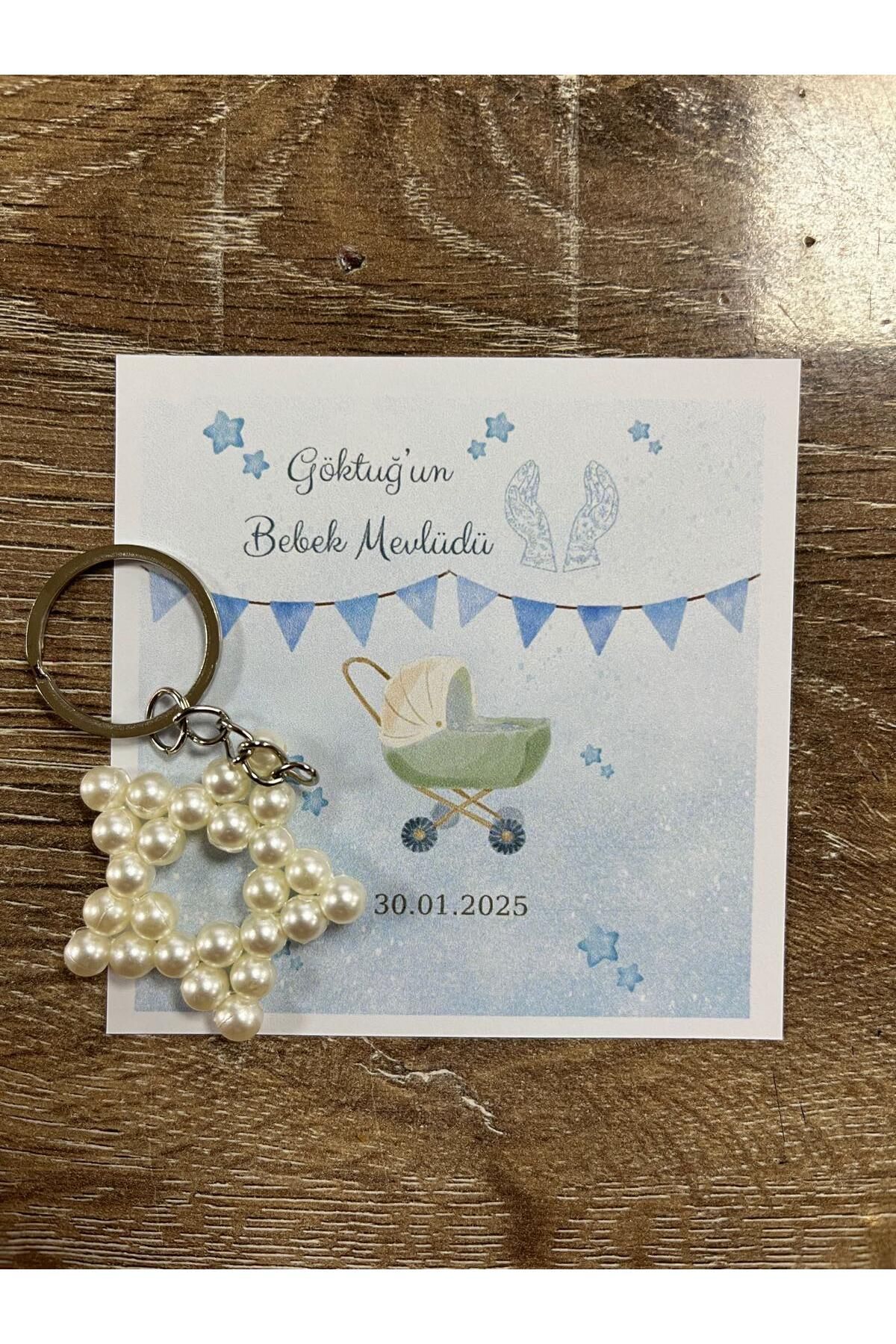HEN GSM kisisellestirilebilir kart 15 adet inci yıldız anahtarlık nikah düğün kına nişan sünnet hafizlik