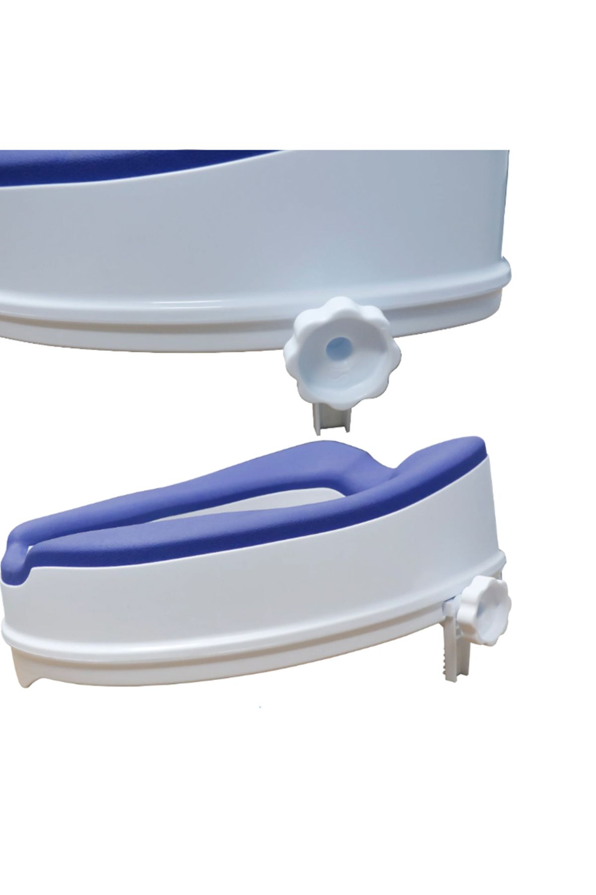 Linomag-® Toilet Seat Raiser 10cm, Soft Pu Ring, Adjustable Attachment, White/blue 7