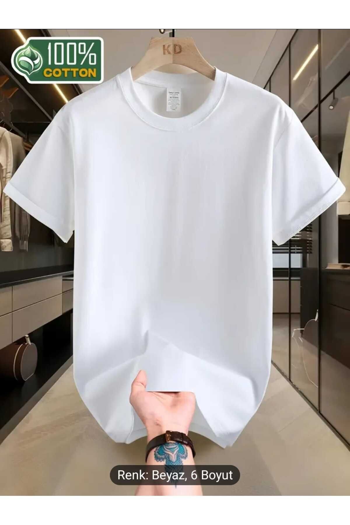 UYN SPORT Unisex Pamuk Bisiklet Yaka Beyaz Tişört