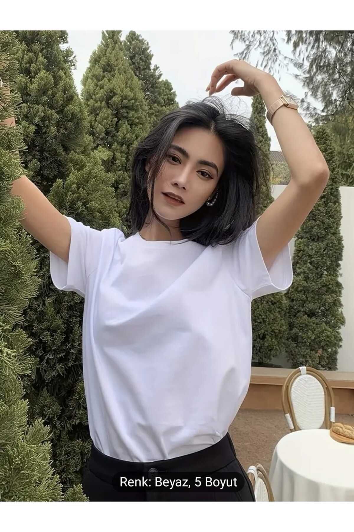 UYN SPORT Unisex Pamuk Bisiklet Yaka Beyaz Tişört