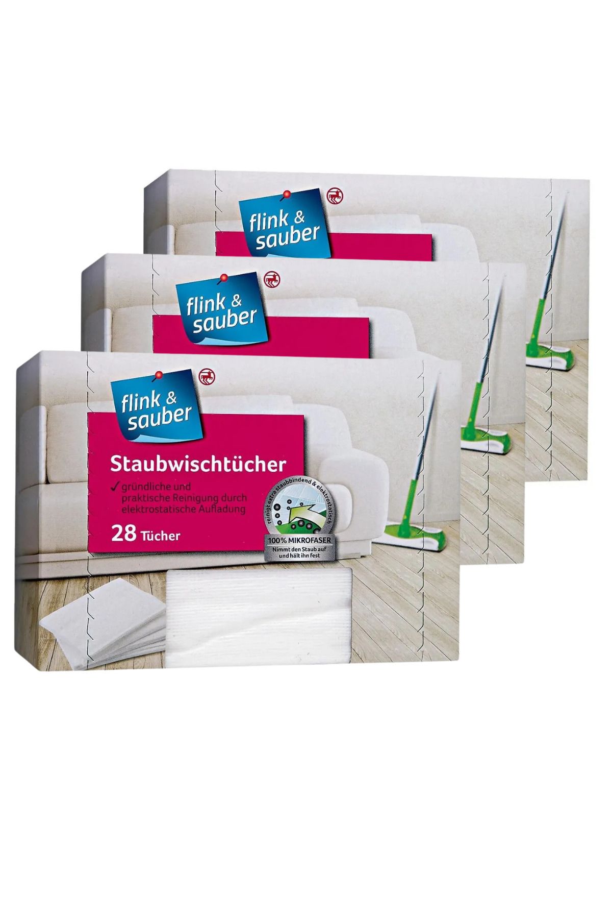Flink Sauber Yumuşak ve Dayanıklı 28’li Toz Alma Bezi Seti 22x30 cm (3 Adet)