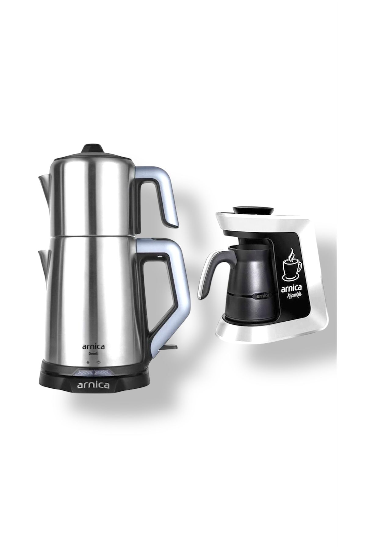 ARNİKA IH32052 KÖPÜKLÜ KAHVE MAKİNESİ GÜMÜŞ  Uyumlu IH31050 YENİ DEMLİ ÇAY MAKİNESİ İNOX KAHVE