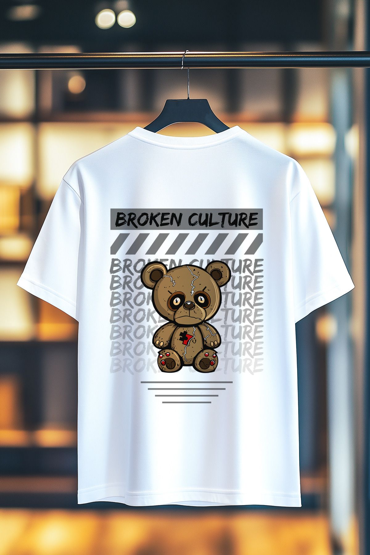 BookOrBook Broken Culture %100 Pamuk Premium Kalite Sırt Baskılı T-Shirt
