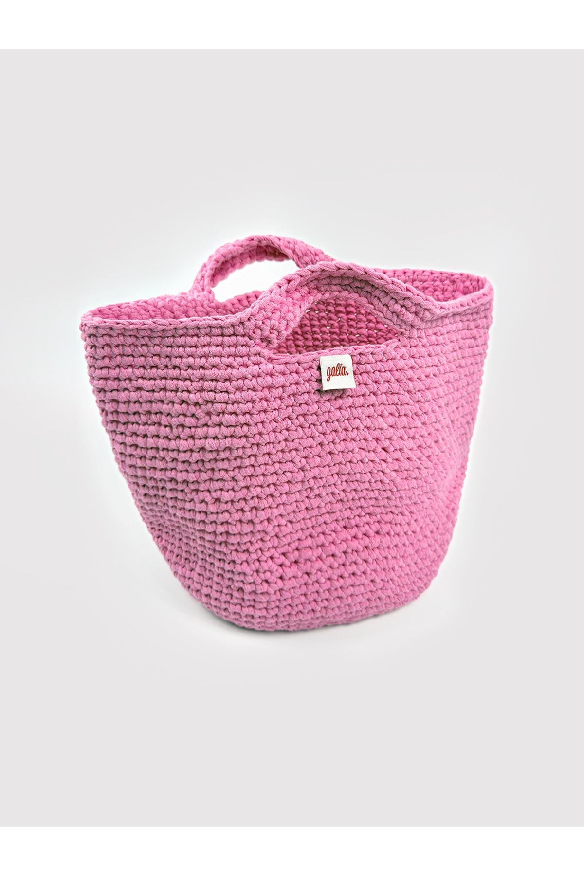 Galia Tasarım Pink Pebble – El Örgüsü Sepet Formlu Çanta (Pembe)