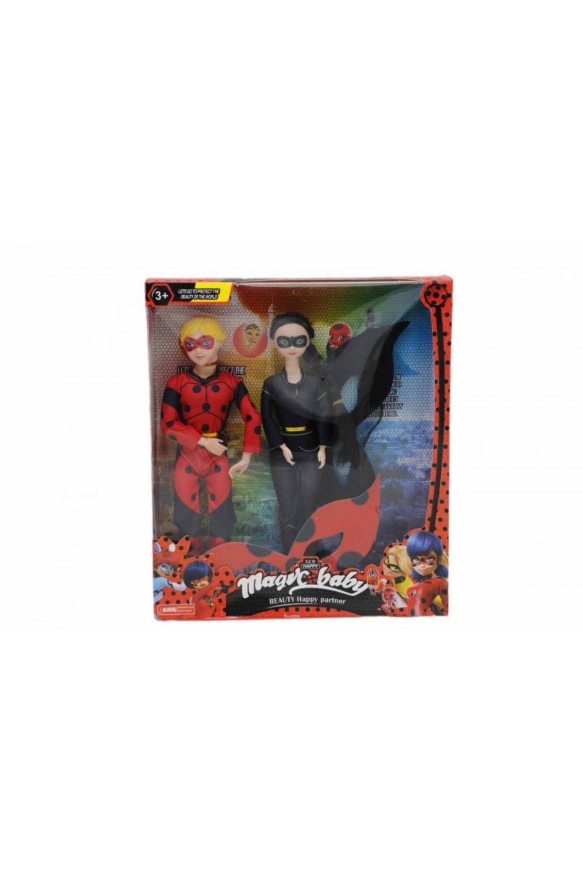 rexa-Miraculous Ladybug and Cat Noir Doll Set – 2-Pack Action Figures, 34cm 1