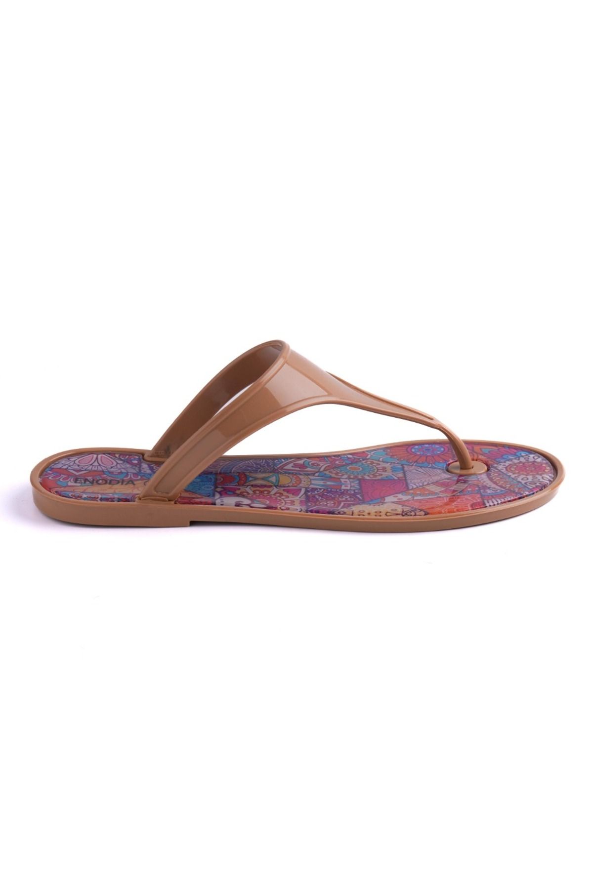 Enodia J-9003-2 OTANTİK DESENLİ NUDE JELLY PARMAK ARASI SANDALET