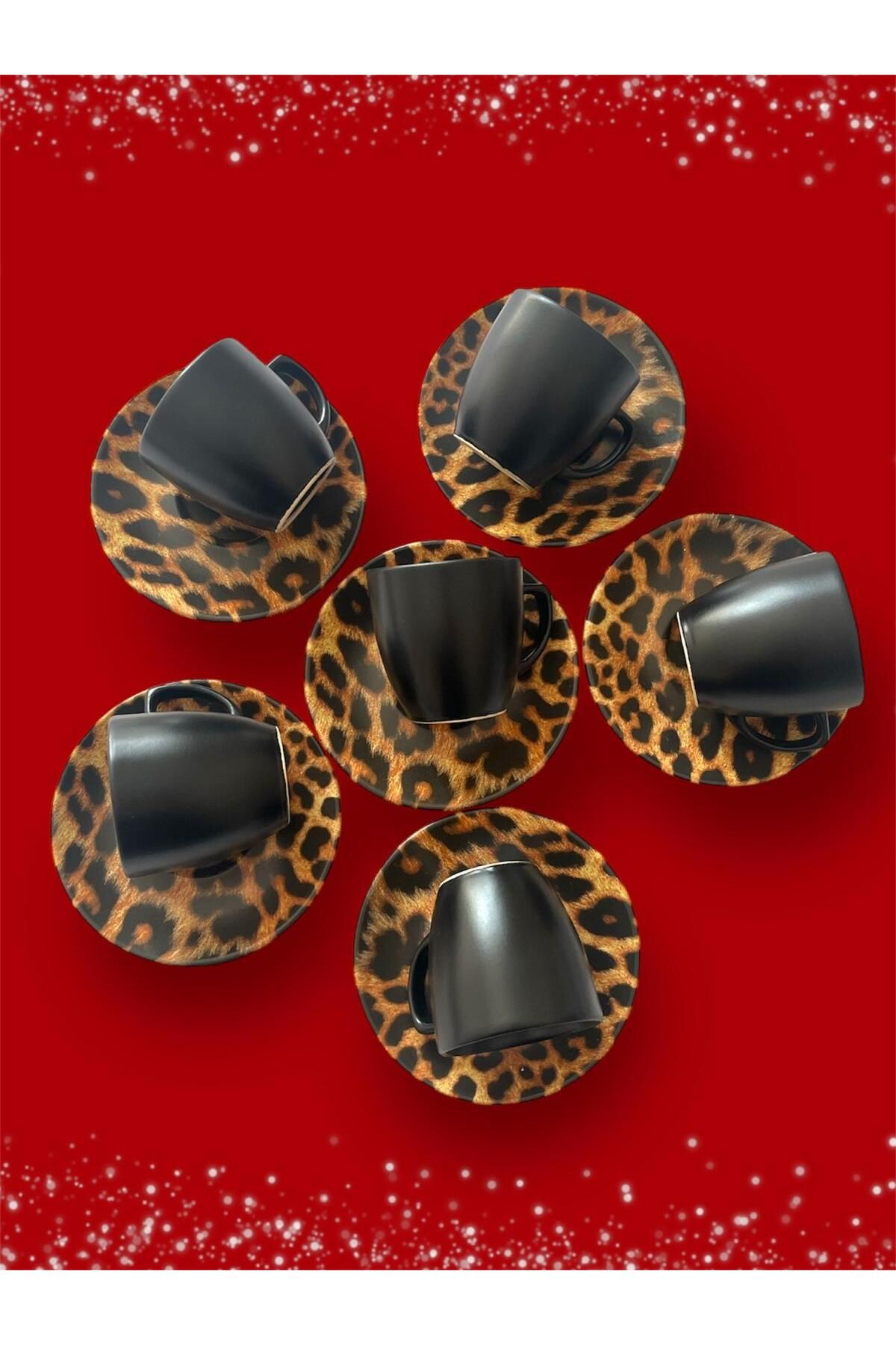 Happy Box HEDİYELİK LEOPAR FİNCAN TAKIM SETİ 6 LI TAKIM LEOPAR KAHVE FİNCANI