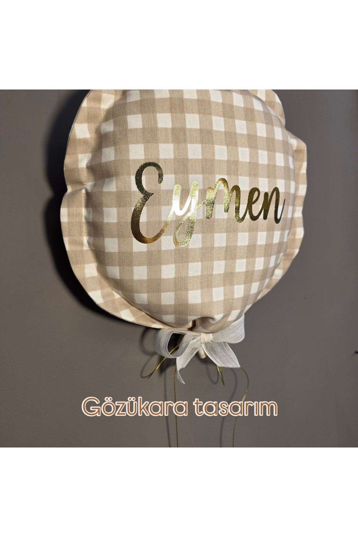 Gözükara Ekose Modern İskandinav Balon Yastık İsim Detaylı