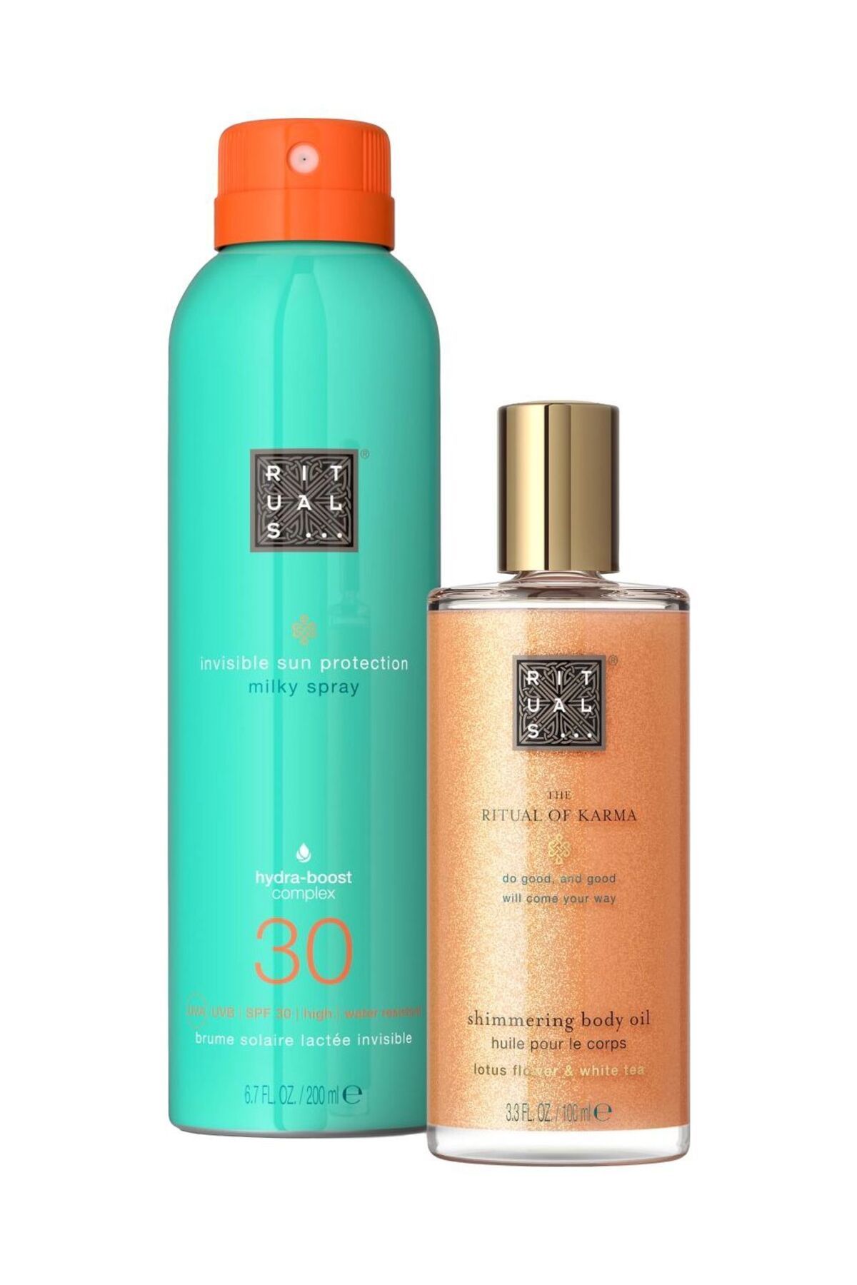 Rituals The Ritual of Karma Güneş Bakım Seti, SPF 30 Güneş Kremi & Işıltılı Vücut Yağı