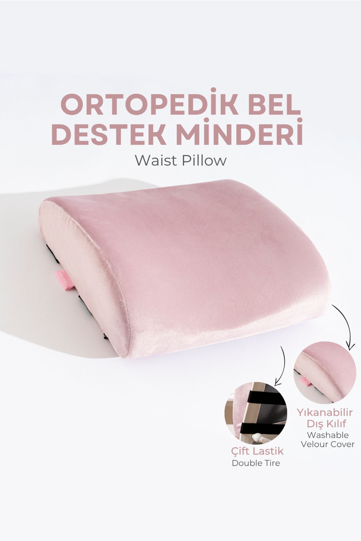 VİSCOTEX Visco Ortopedik Bel Destek Yastığı, Ofis, Araba, Sandalye, Koltuk, Sırt Yastığı Minderi, 38x33x12 cm