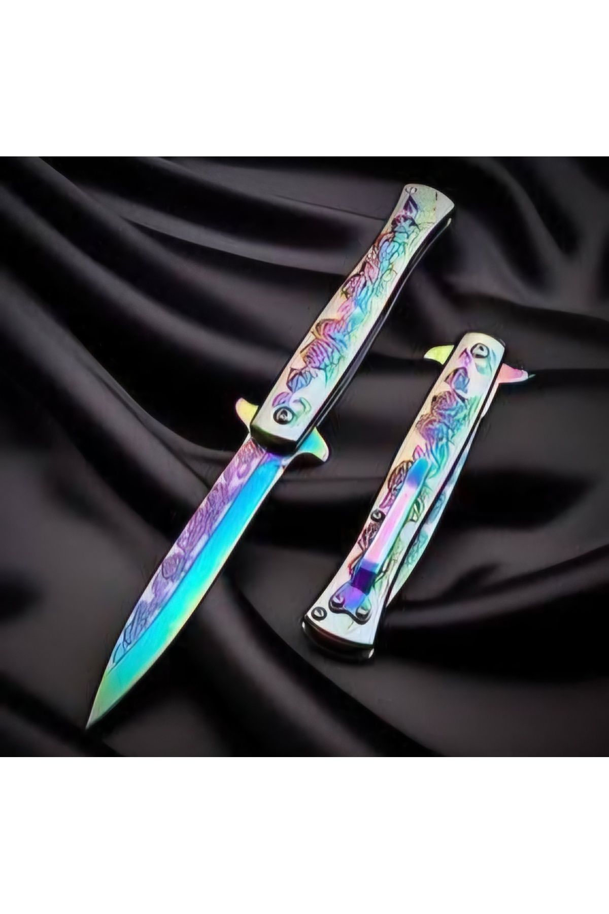 Katmer Kaliteli Gül Kabartma Çelik İşleme Efsanevi Çakı - 21 Cm - Gül Çak