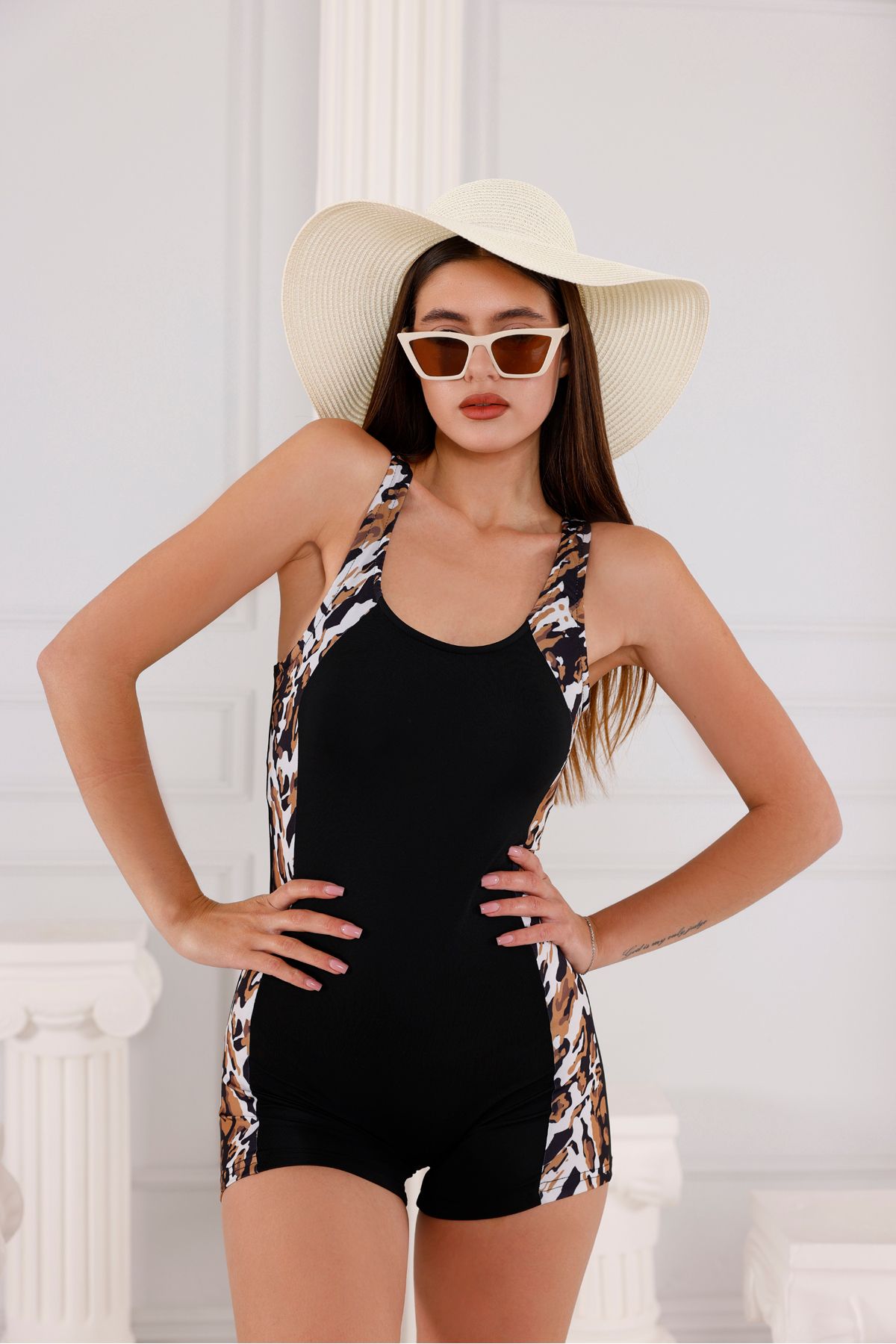 REYMİ MODA Leopar Desen ASKILI MAYO