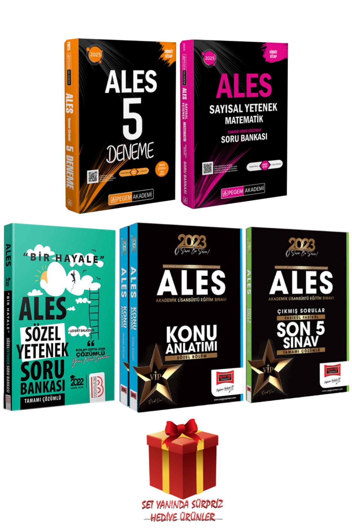 Pegem Akademi Yayıncılık 2025 ALES 5 Deneme+ Sayısal Yetenek Soru Bankası+ Sözel Yetenek Soru+ Konu Anlatım+ Çıkmış Soru