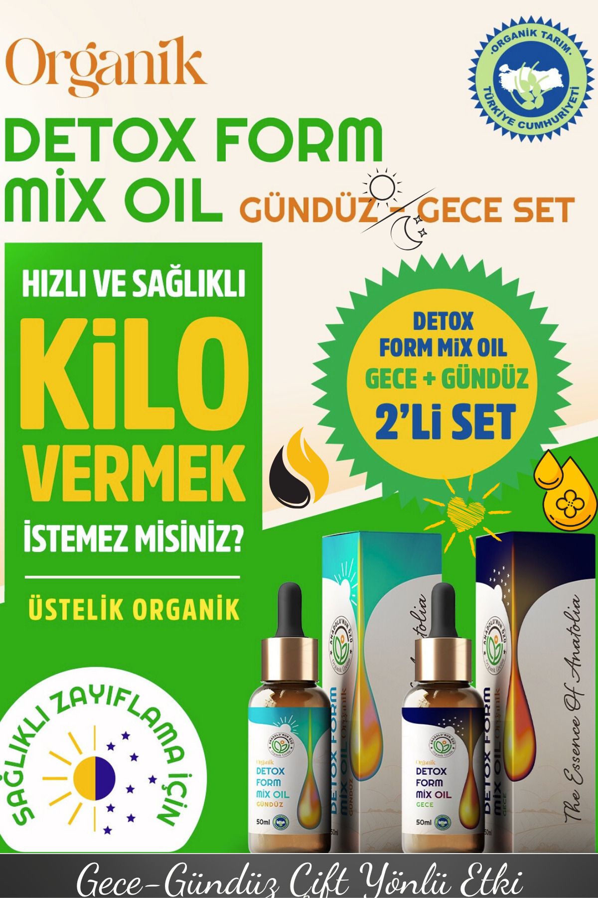 anadolu'nun özü organik üretim Organik Oil Mix Damla (GECE-GÜNDÜZ SET )