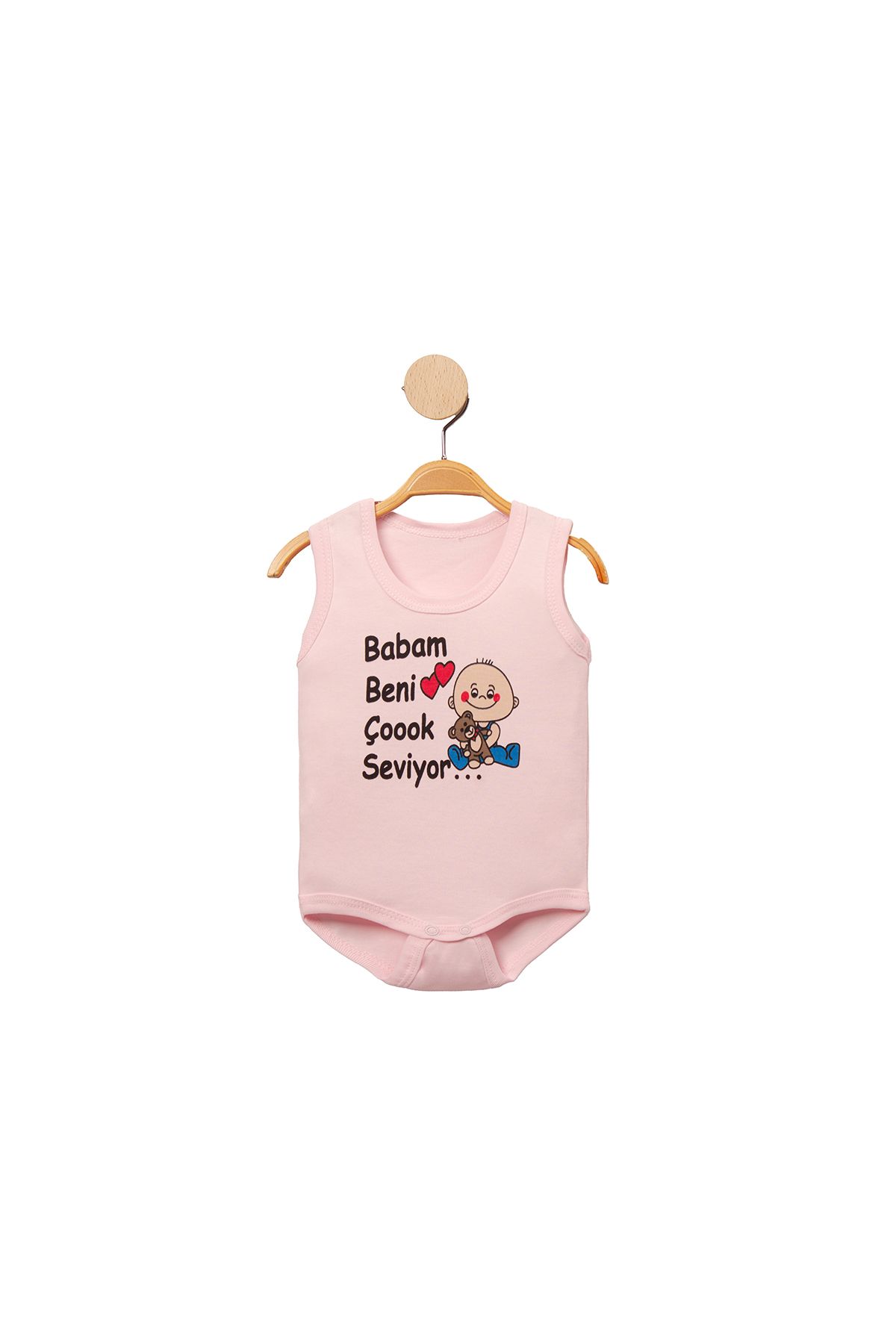 MBK GARDEN %100 Pamuk Babam Beni Çok Seviyor Baskılı Çıtçıtlı Bebek Body Badi Zıbın Tulum