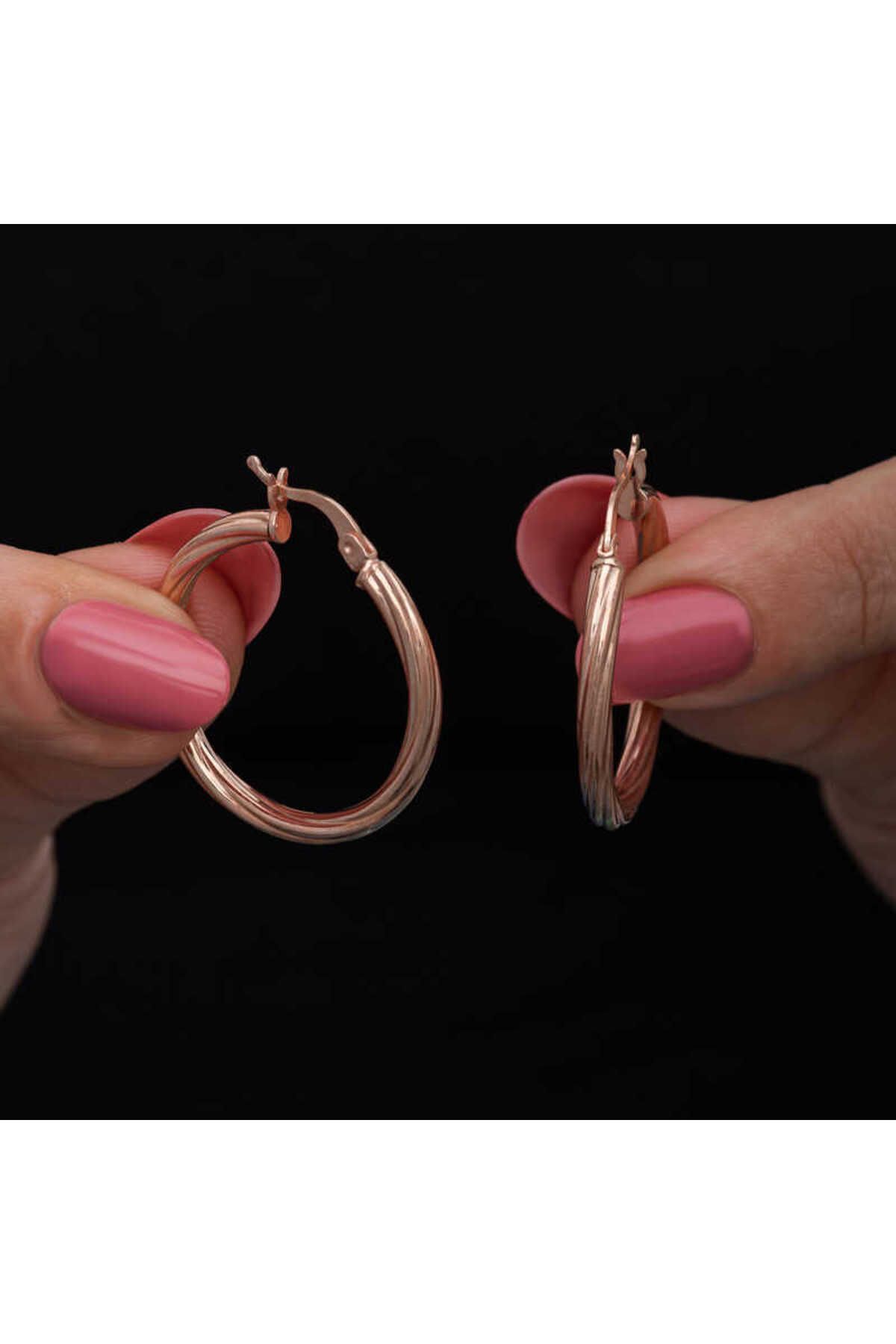 Serero Gümüş Rose 3 mm Burgu Şarnel Küpe