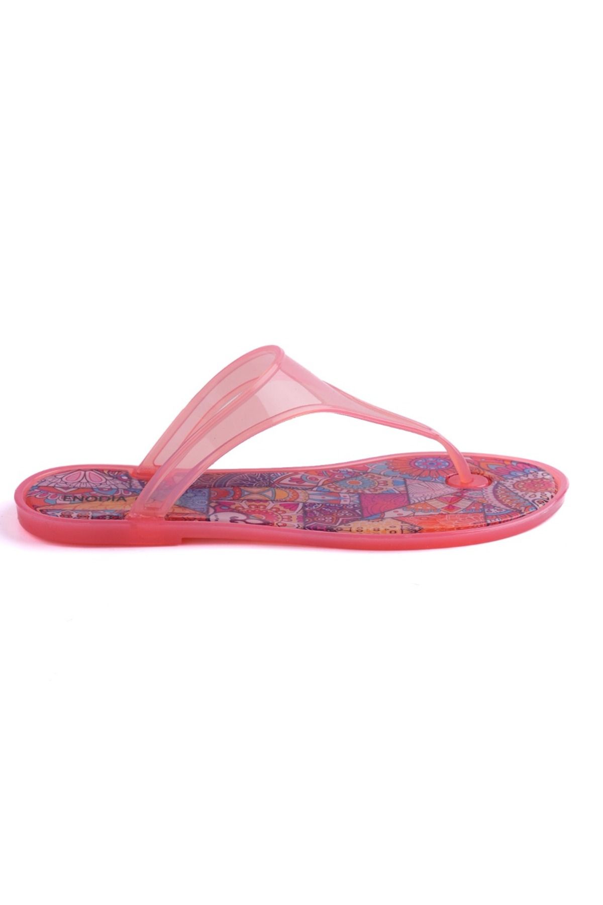 Enodia J-9003-2 OTANTİK DESENLİ GÜL KURUSU JELLY PARMAK ARASI SANDALET