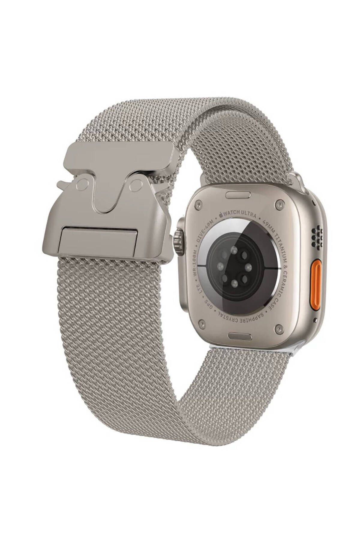 YTSGLOBAL Apple Watch 42mm YTSG KRD-25 Metal Hasır Kordon-Gri