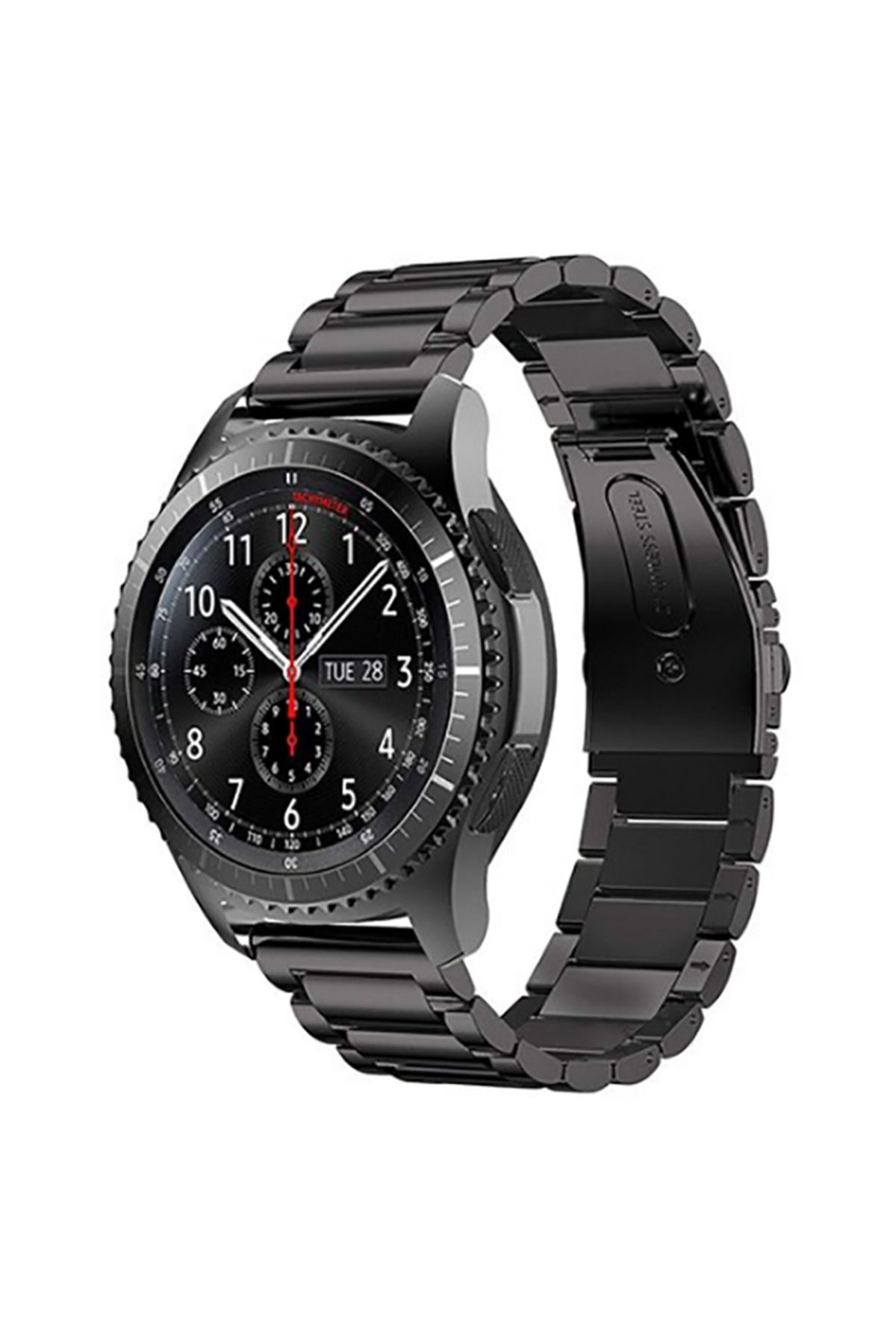YTSGLOBAL Gear S2 (20mm) Uyumlu KRD-04 Metal YTSG Kordon-Siyah