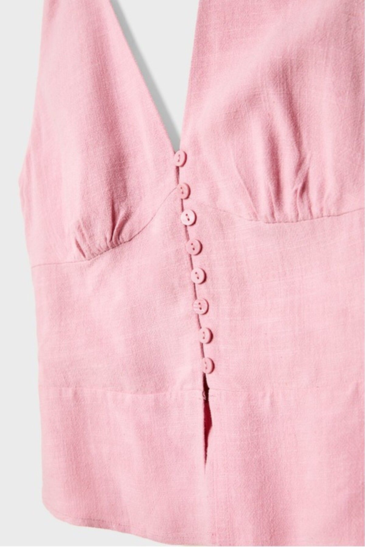 Stradivarius-Linen blend halter top with buttons 7